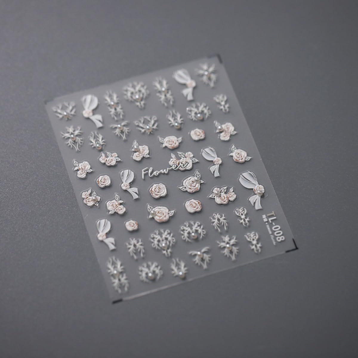 White Flower Nail Sticker 5D Embossed Pearl Flower Nail Art Sticker Self Adhesive Nail Decals Self Adhesive Summer Floral Nail Art for Women Manicure Supplies Nails Art Decorations