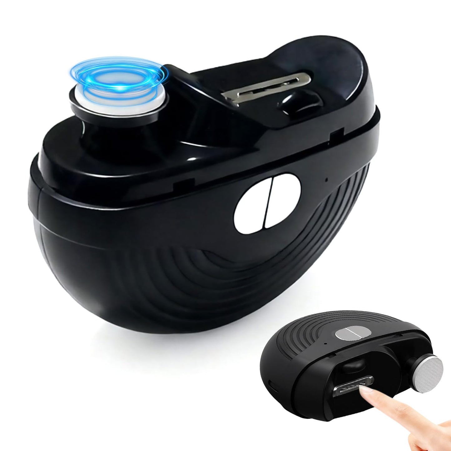 Electric Nail Clipper, 3 Speeds Automatic Nail Clipper for Thin & Thick Nail with 2-in-1 Grinding Heads, LED Light & Nail Scraps Storage, Electric Nail Trimmer for Adults,Seniors and Kids (Black)