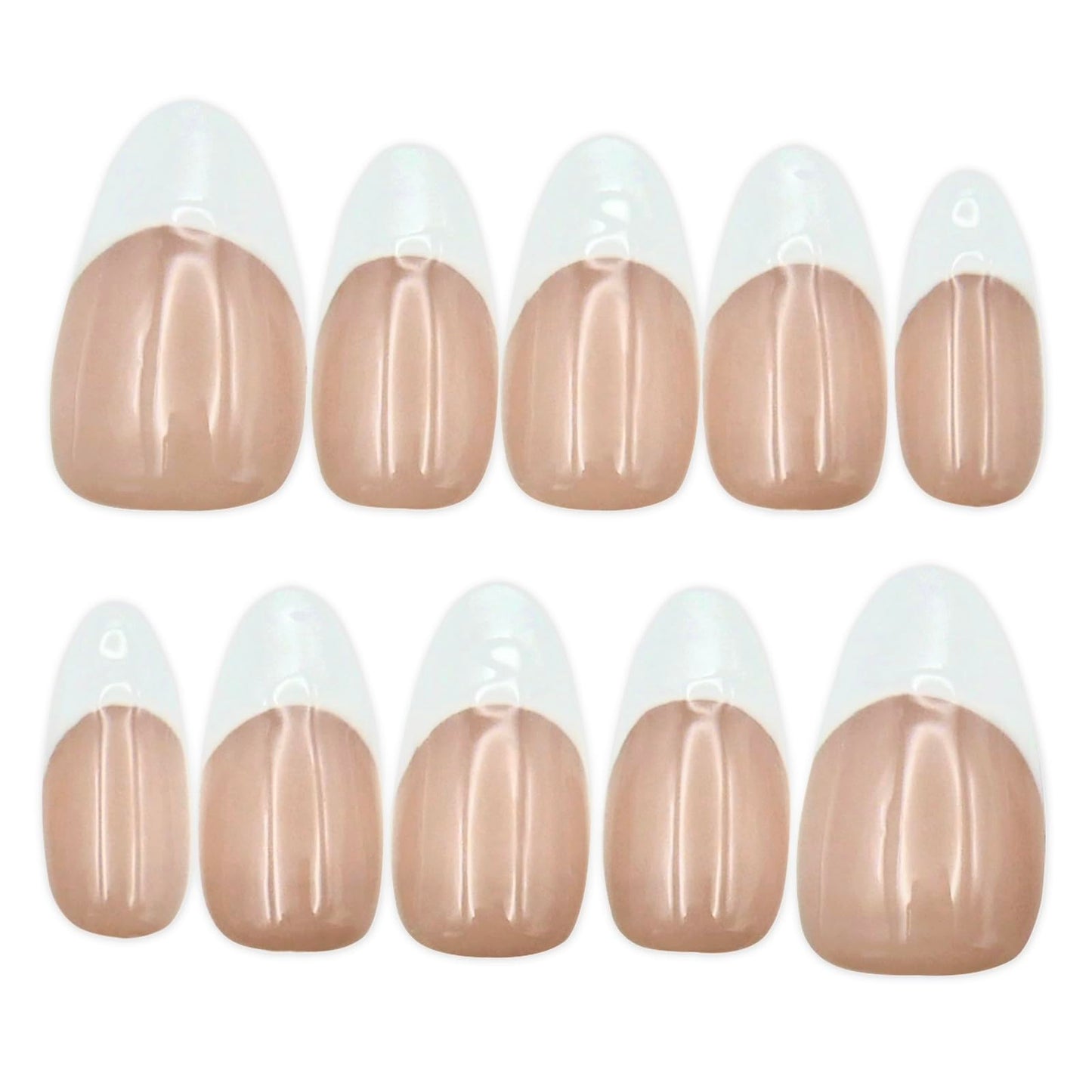 French Tip Press on Nails Short Pink French Almond, Pink Nude with White Tips, Professional Manicure Set, 10Pcs Nail Kit for Women Girls Manicure