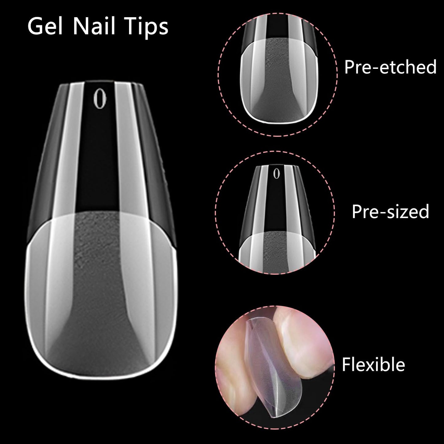 LoveOurHome 600pc Coffin Fake Nail Tips Clear Press on Nails Medium, Full Cover Gel Nail Tips Coffin Clear Medium Fake Nail Soft Gel False Nails Artificial Fingernails for Acrylic Nails Extension