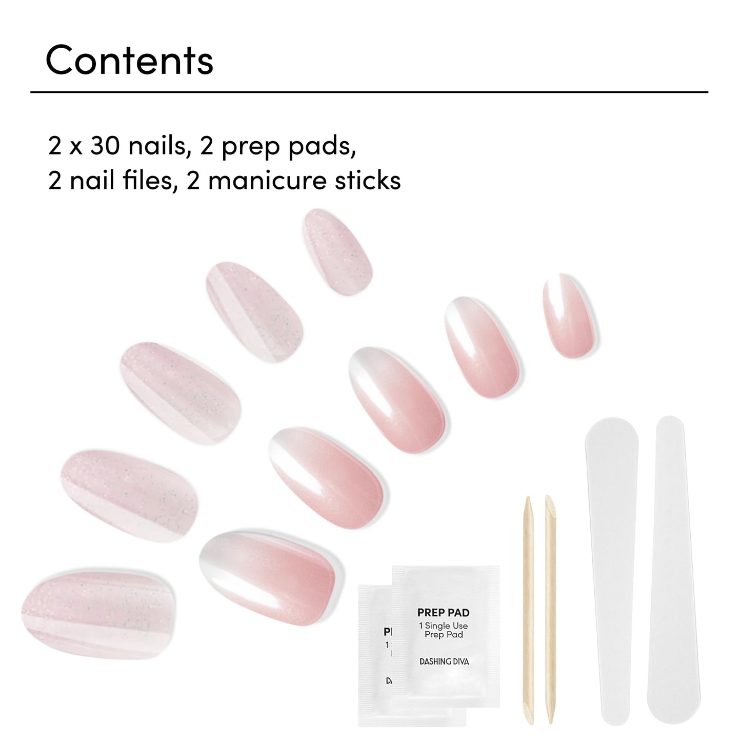 Dashing Diva Magic Press Premium Nail Bundle - Pretty Little Pinks Collection - Press On Nails- Pretty Thing & Rosewater Glaze Almond - Long Lasting Gel - Lasts Up to 7 Days - 2 Sets