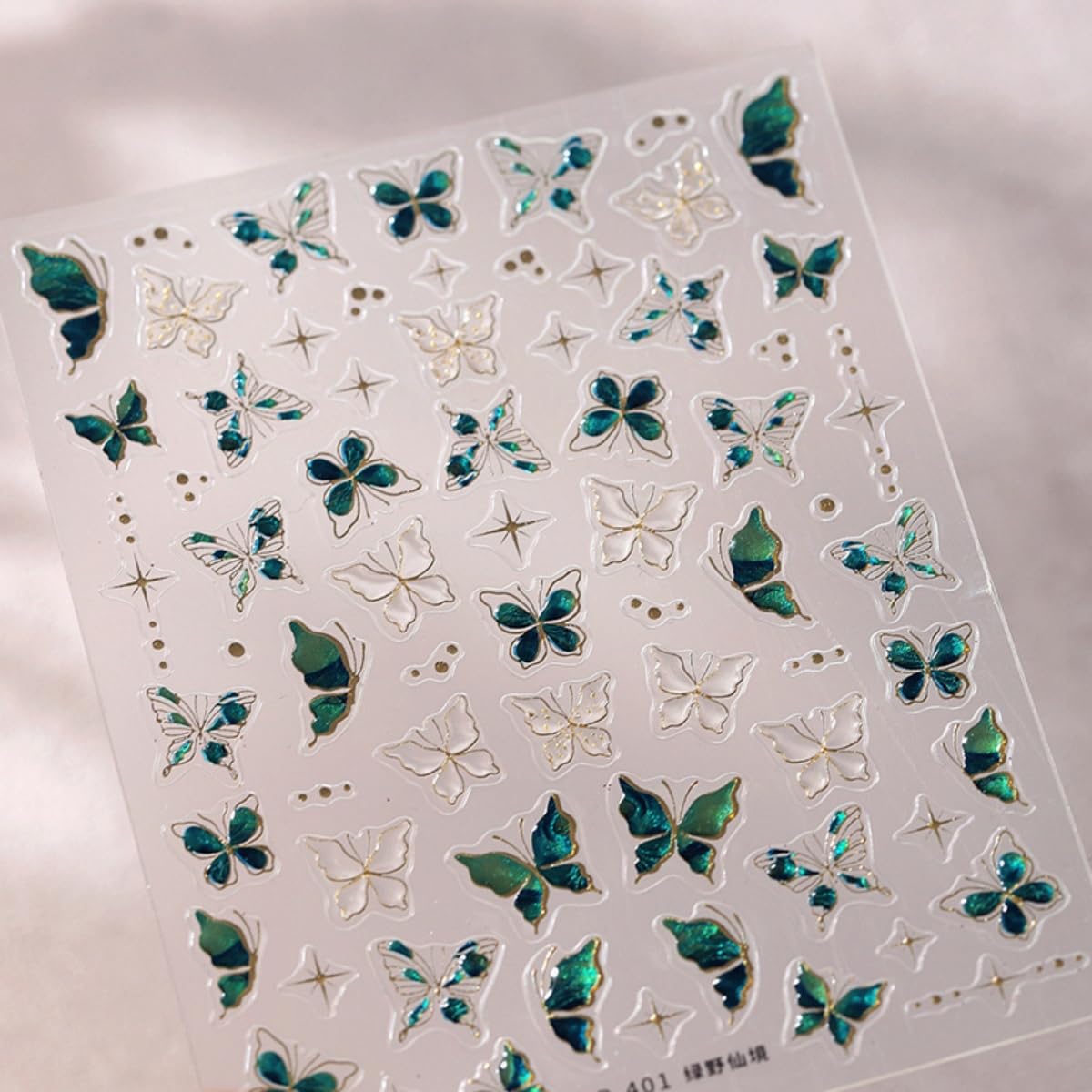 Butterfly Nail Stickers 5D Embossed Gold Green Butterfly Nail Art Sticker Self Adhesive Nail Decals Summer Nail Art for Women Manicure Supplies Nails Art Decorations