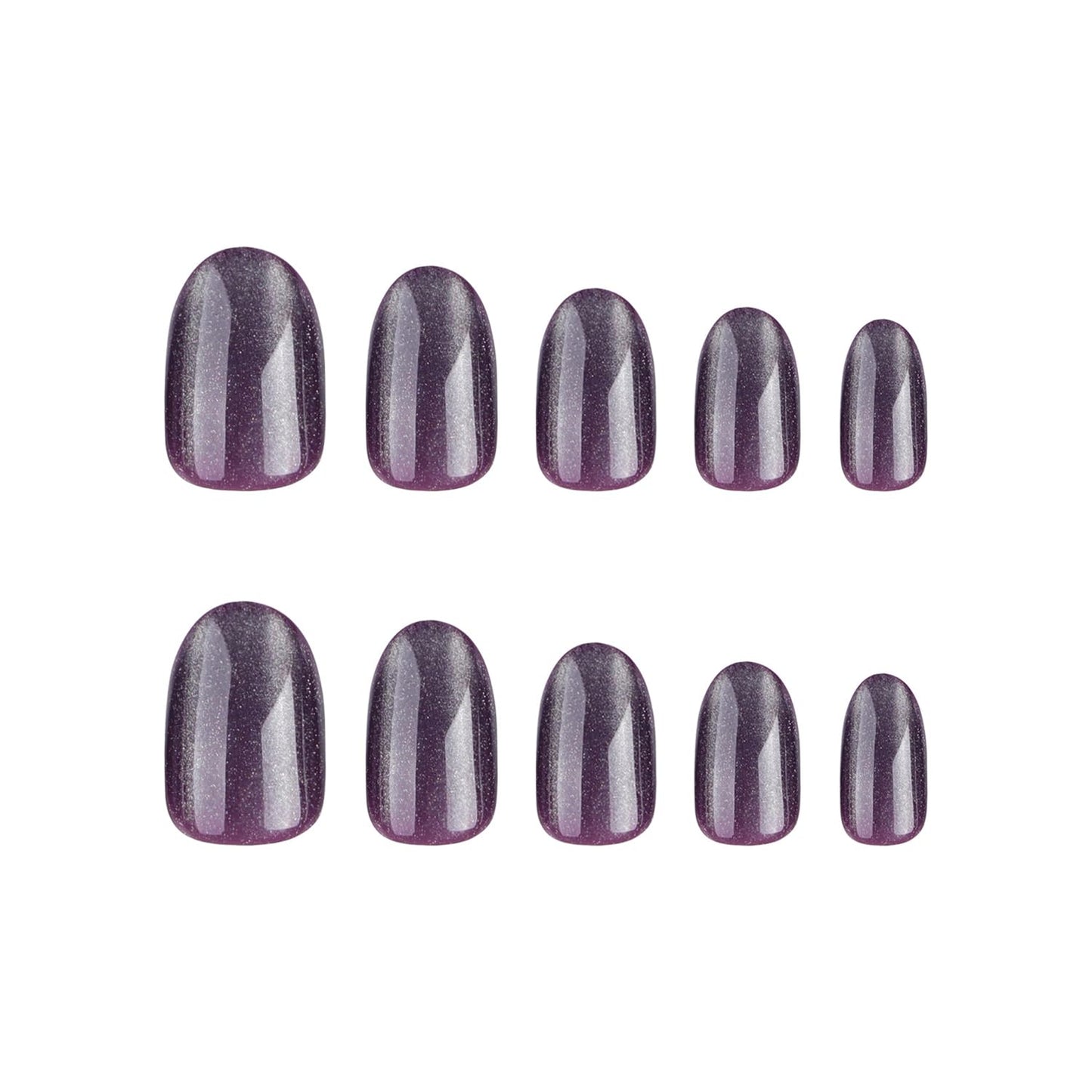 24Pcs Short Press On Nails Almond Purple Glitter Fake Nails Press Ons With Glitter Design False Nails Glossy Full Cover Stick On Nails Reusable Artificial Glue On Nails For Women Nail Supplies