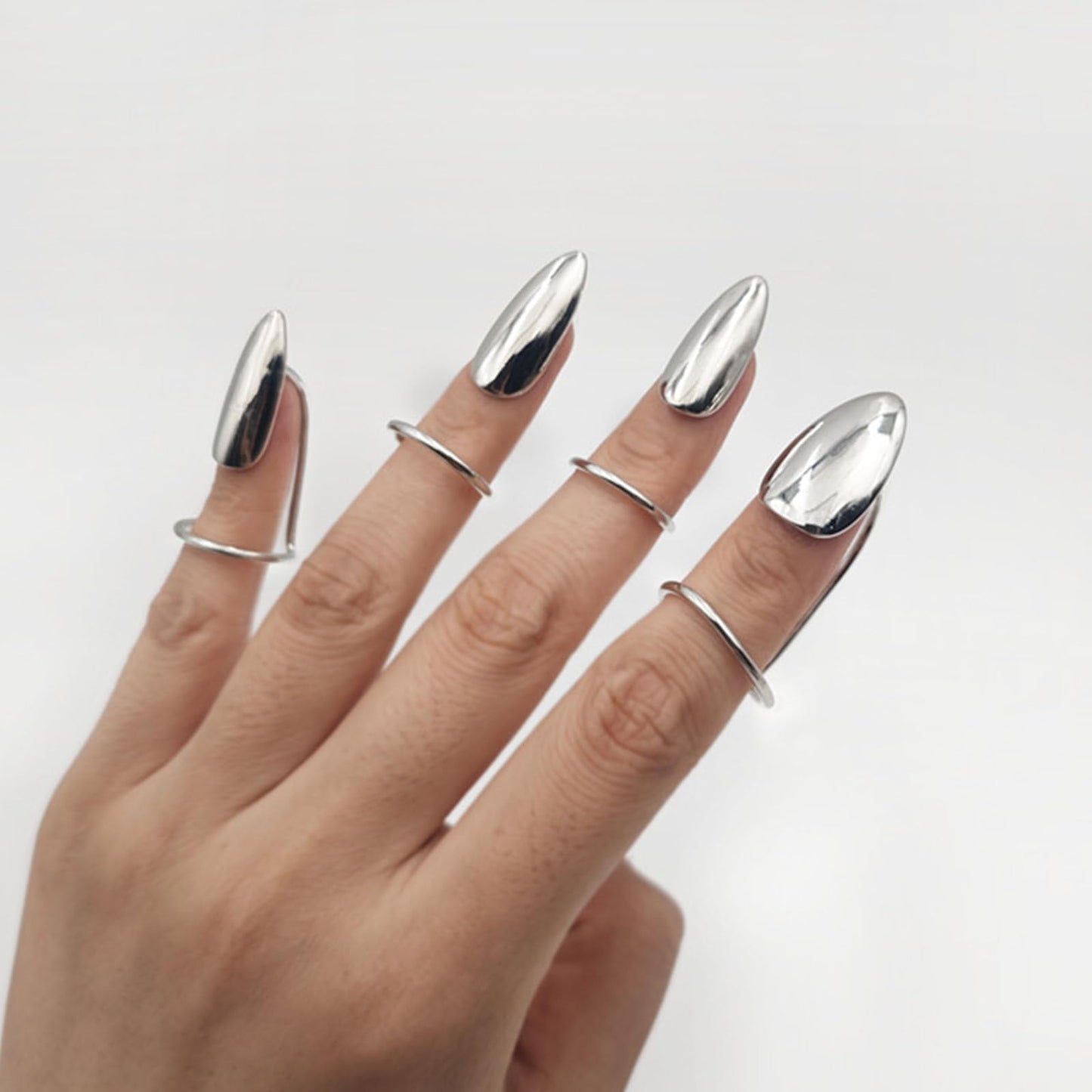 Kangnice Of 5 Edgy Metal Nails Rings Sophisticated Alloy Finger Jewelry for Trendy Fashion Statements and Bold Everyday Looks Finger Jewelry
