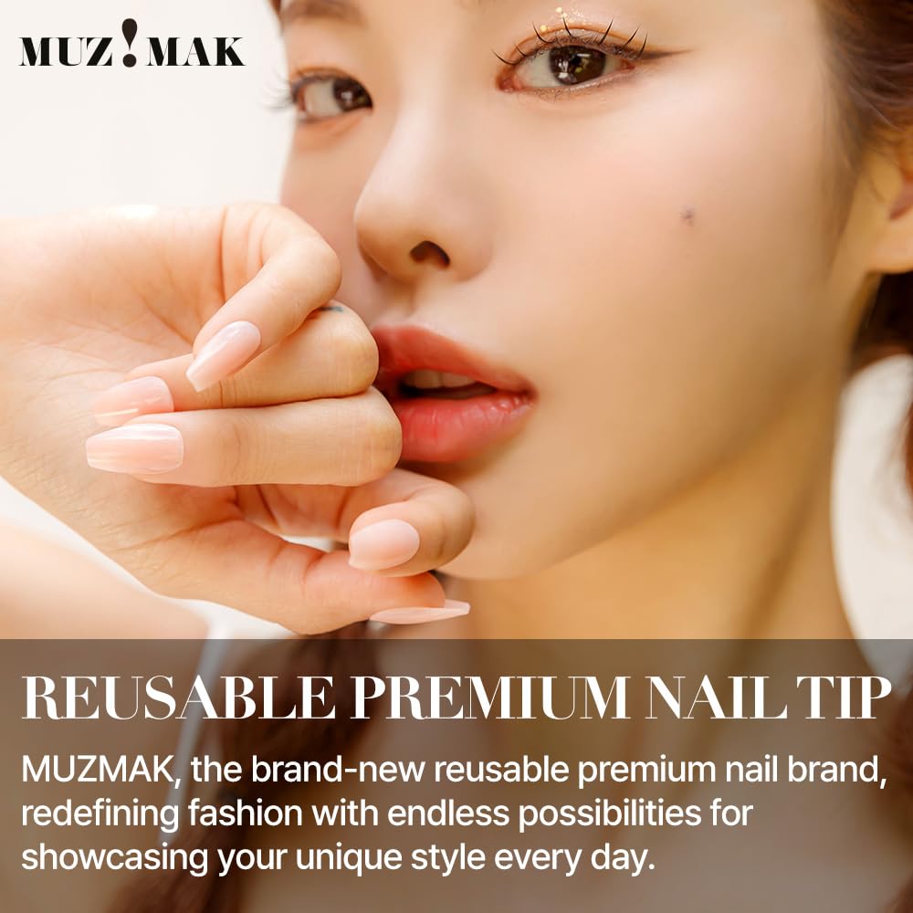 MUZMAK Reusable NJeans Press on Nails | 36 Fake Nails Kit with Toe Shoes Coffin Designs | Glue On Nails for Women Gift with K-POP Style