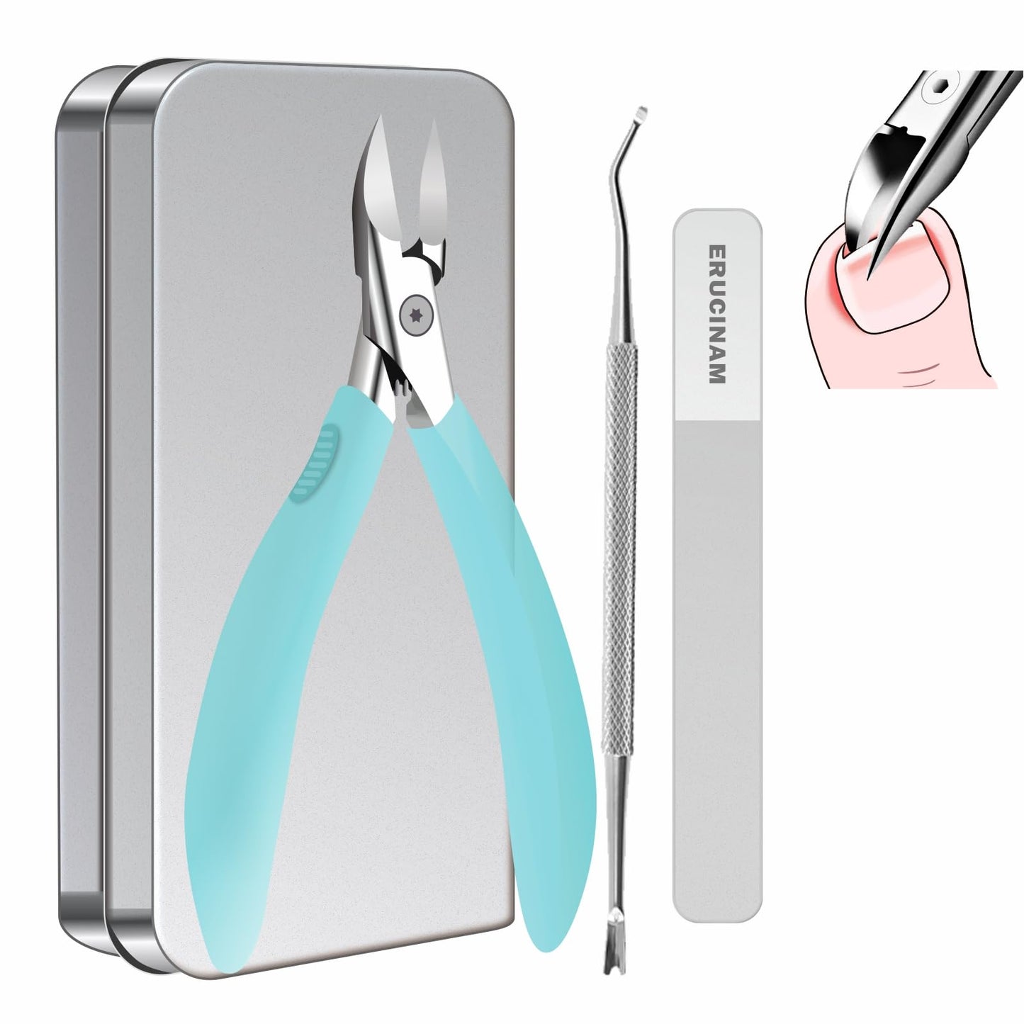 Toe Nail Clippers for Ingrown & Thick Toenails with Nail File & Cleaner - Podiatrist Ingrown Toenail Clippers Set for Seniors & Adults - Ingrown Nail Tool with Stainless Steel Super Sharp Blades