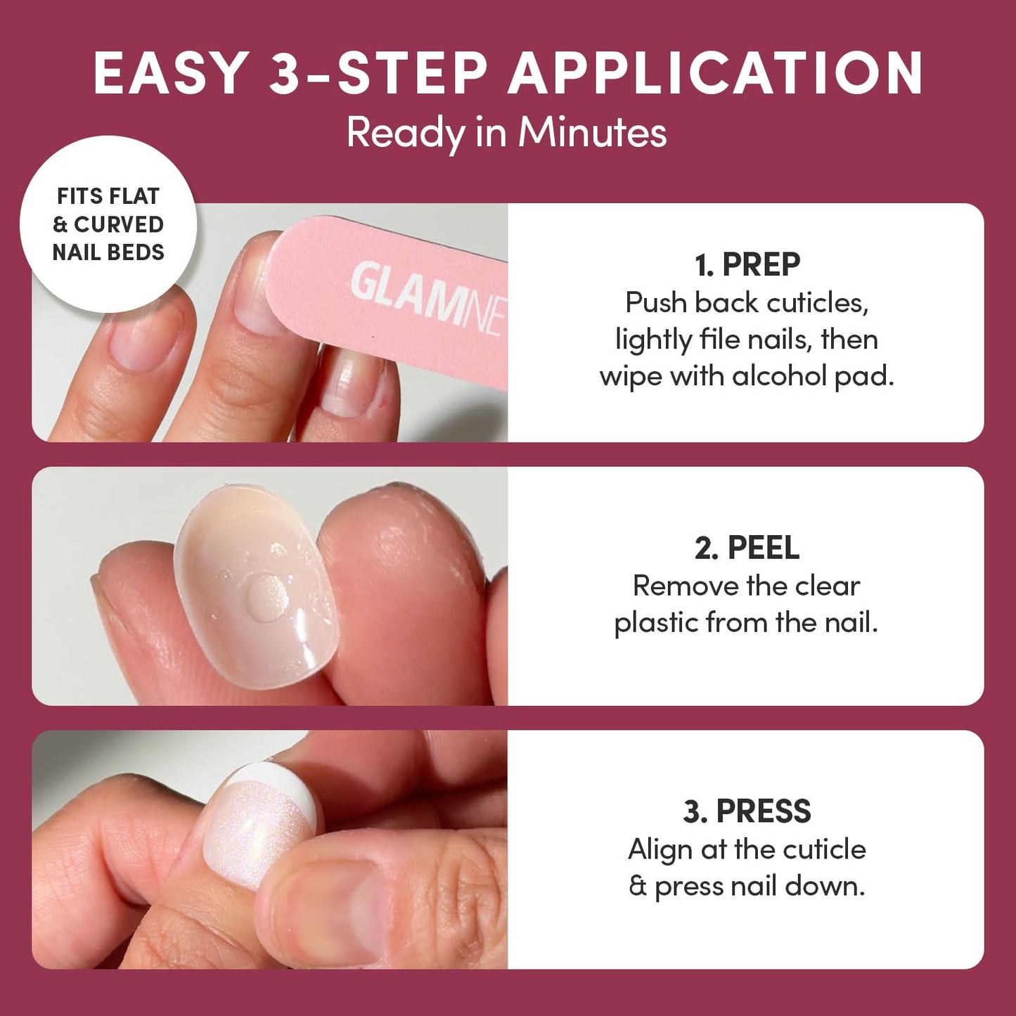 Glamnetic Quick Press Mani Bundle - No Glue Press On Nails, Just Peel and Stick | Sparkly Brown & Teddy | Mess Free Salon Quality Stick On Nails | Oval Extra Short Nails