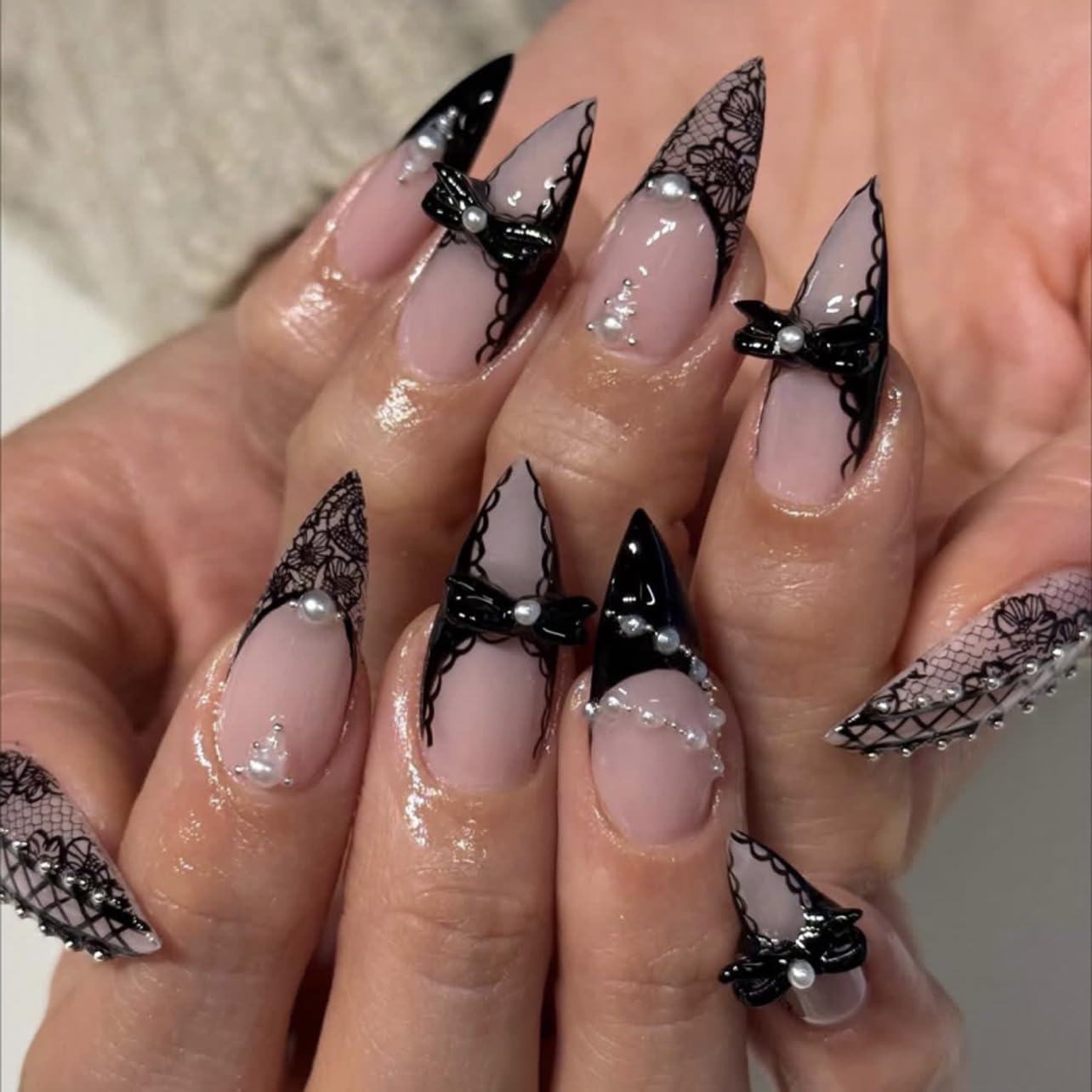 GZMAYUEN 20 Rolls Lace Nail Foil Sheets, White Lace Transfer Foil for Nails, Black Nail Lace Stickers, Nail Transfer Sheets for DIY Nail Decoration