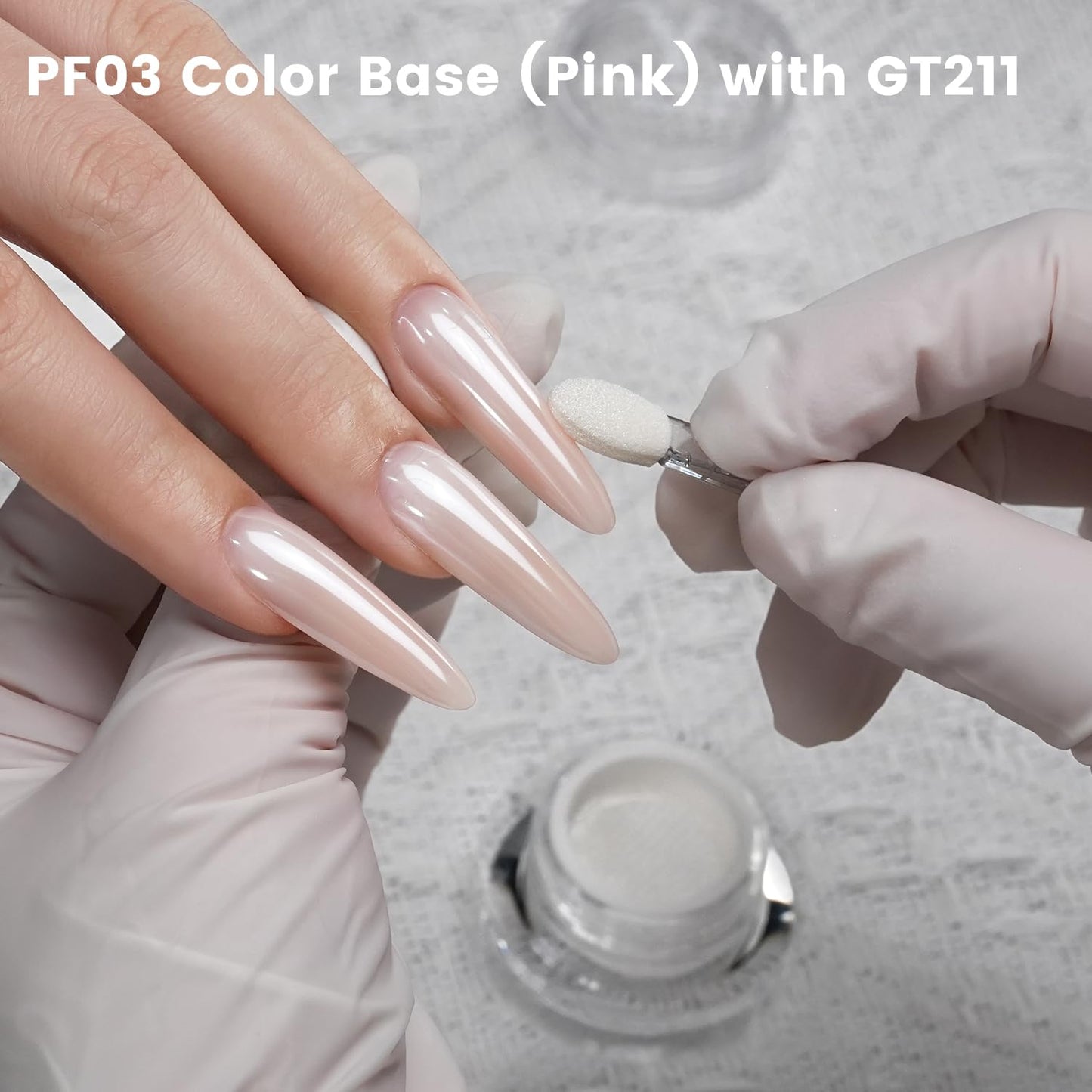 Yokefellow GleamTap Cushion Magic White Chrome Nail Powder,Glazed Donut,Pearlescent Nail Chrome Powder,Nail Art Decoration for Home DIY Salon Manicure (GT211 Magic White