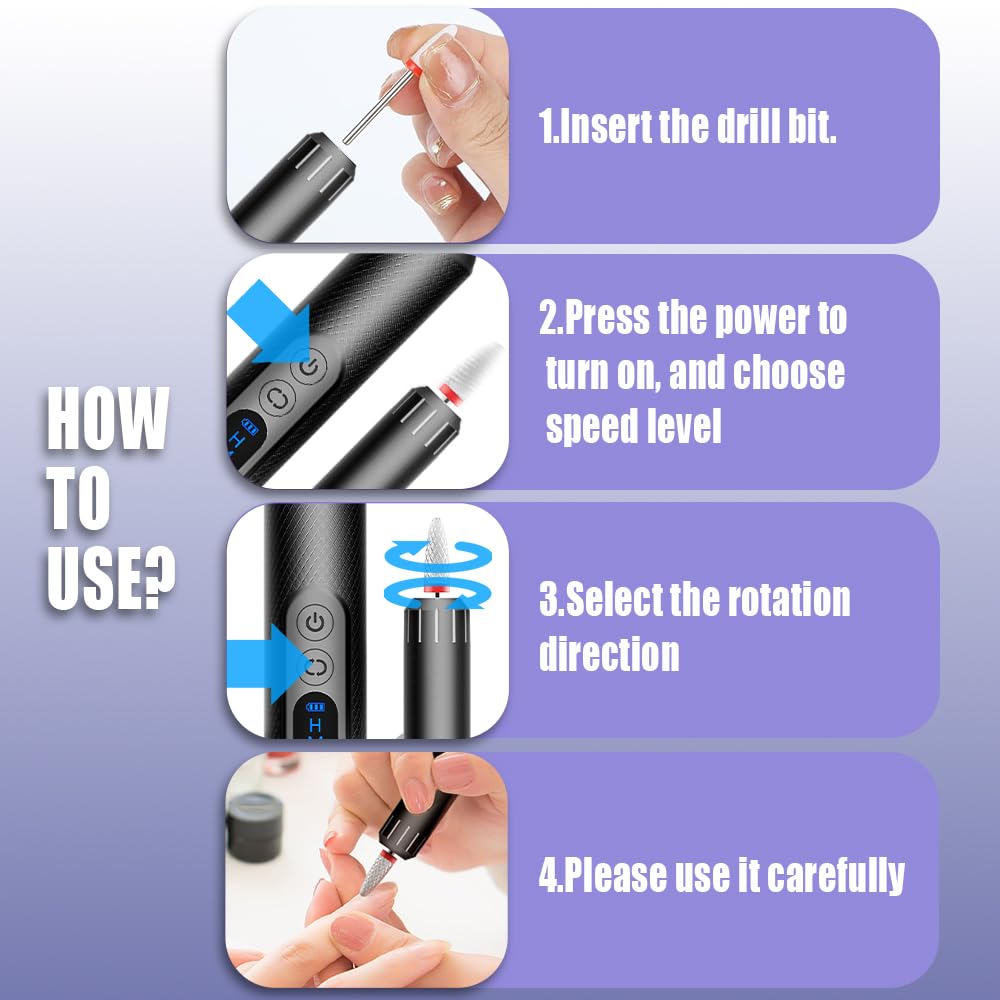 Pinkiou Cordless Electric Nail Drill - 20000RPM Professional Efile Nail Machine with Wireless Charging Base, Portable Rechargeable Nail File Kit for Acrylic, Gel Nails, Manicure & Pedicure at Home