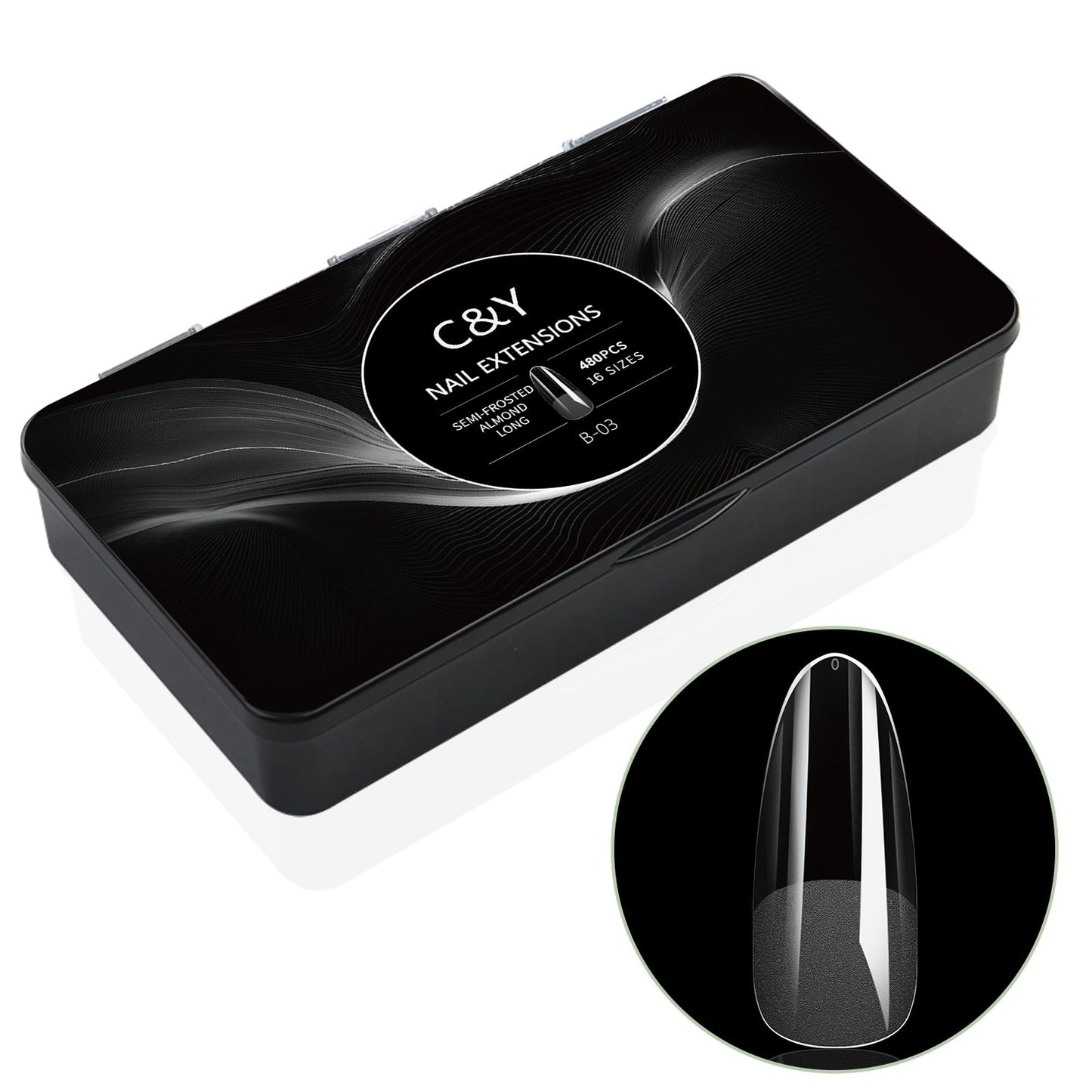 Cycullinyt 480pcs Sculpted Long Almond Soft Gel Nail Tips, Professional False Nail Tips with Box - 16 Sizes Full Cover Clear Acrylic Press On Fake Nails for Extension Manicure Salon DIY at Home