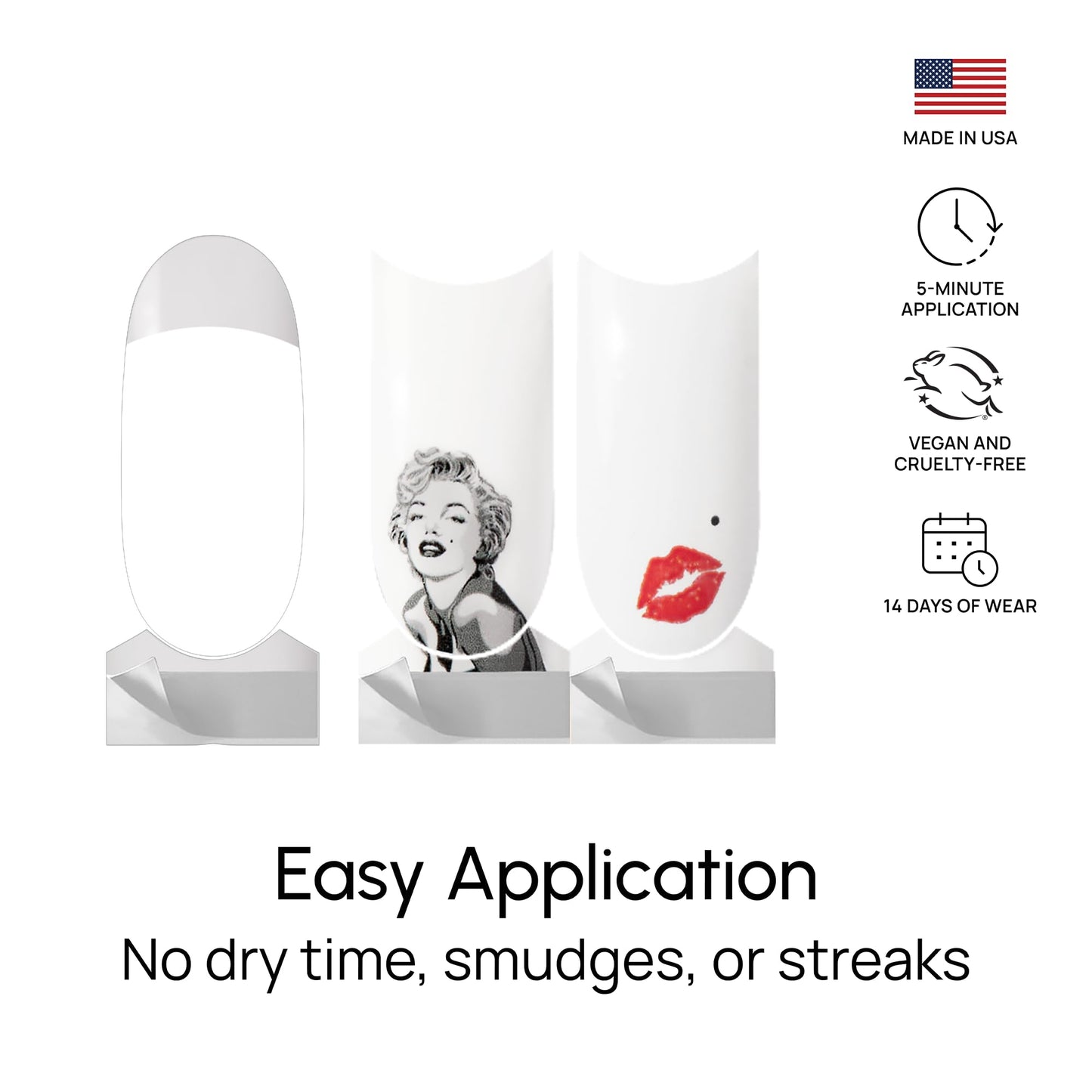 Color Street - Iconic - White French Tip Nails with Marilyn Monroe & Kiss Mark, Real Nail Polish Strips, Hollywood Manicure Style - 16 Double-Ended Strips