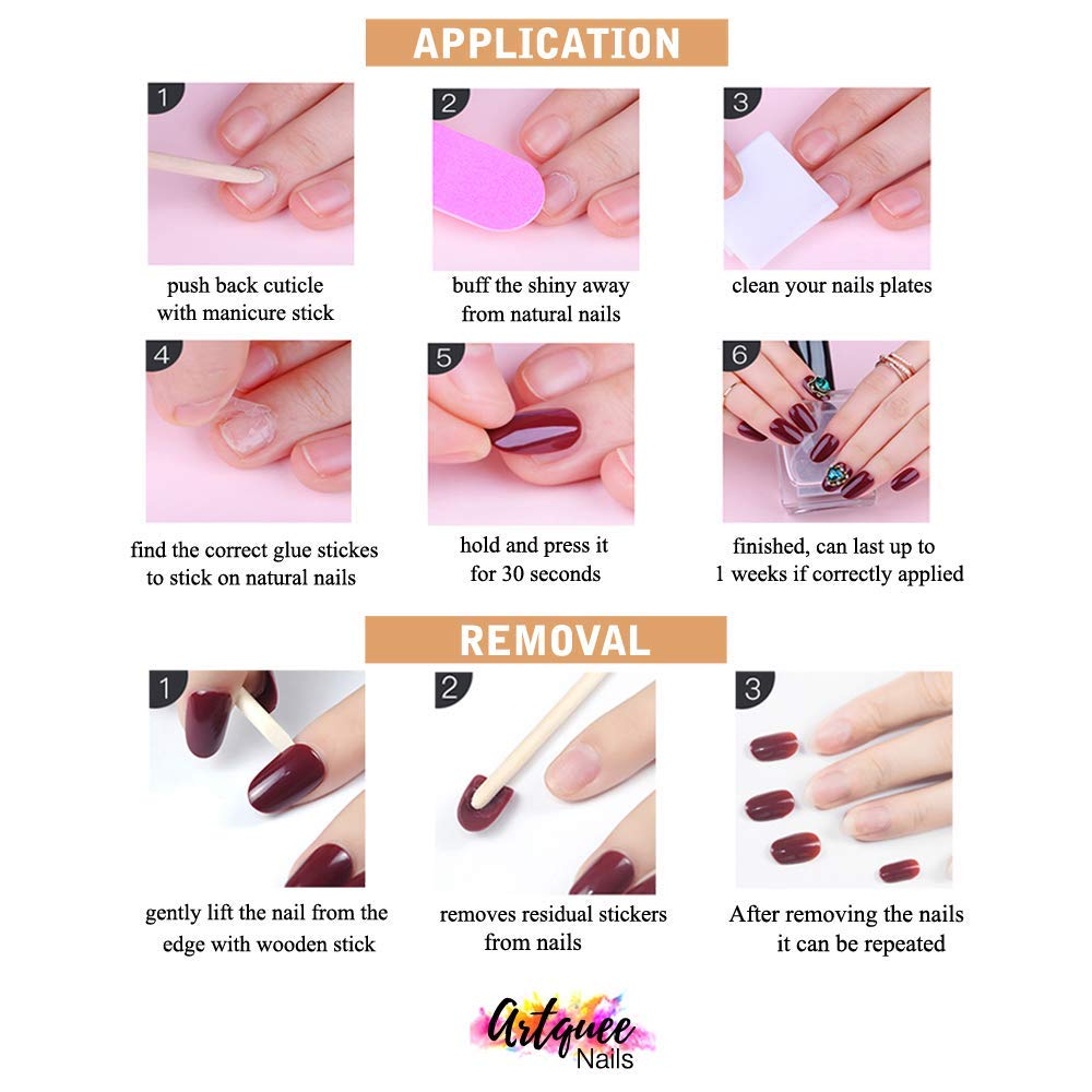 Artquee 2 Sets of Z04 Z19 48pcs French Tip Press on Nails Long Glossy Coffin Fake Nails Nude White Ombre Art with Rhinestones Luxury design False nails Acrylic Stick on False Nails Tips for Women