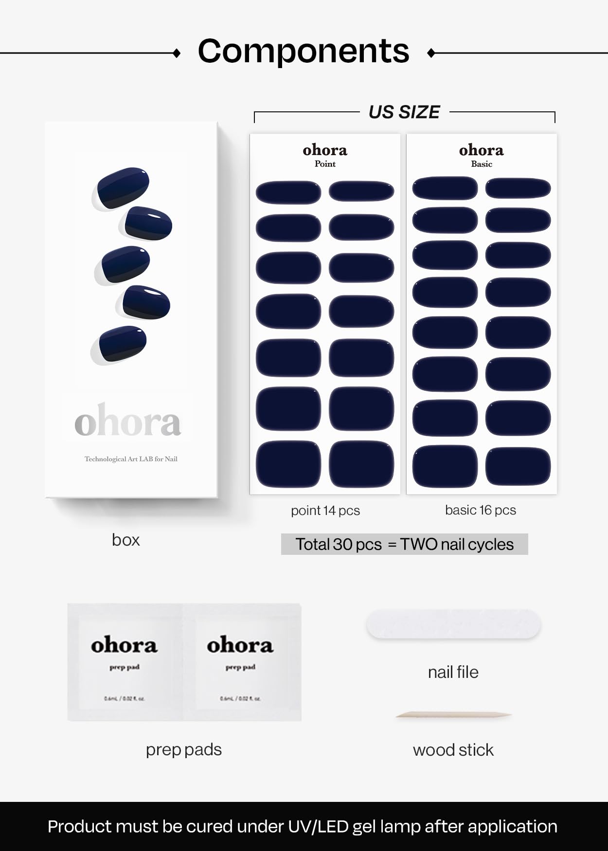 ohora Semi Cured Gel Nail Set of 2 (N Mulberry & N Royal Navy) - Professional Salon-Quality Nail Care - Easy to Use, Comfortable Curing, and Easy to Remove