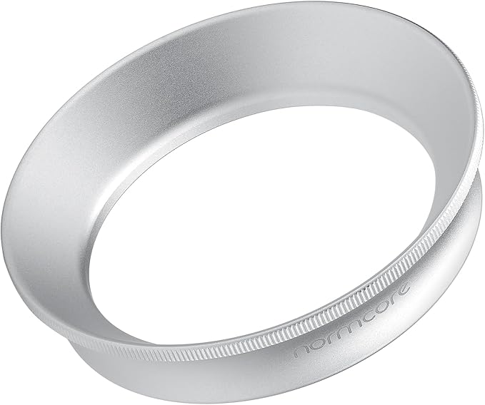 Normcore 51mm Espresso Dosing Funnel V2, Magnetic Dosing Ring, 18mm Anodized Aluminum with 15 Neodymium Fit 51 mm Bottomless Portafilter, Silver