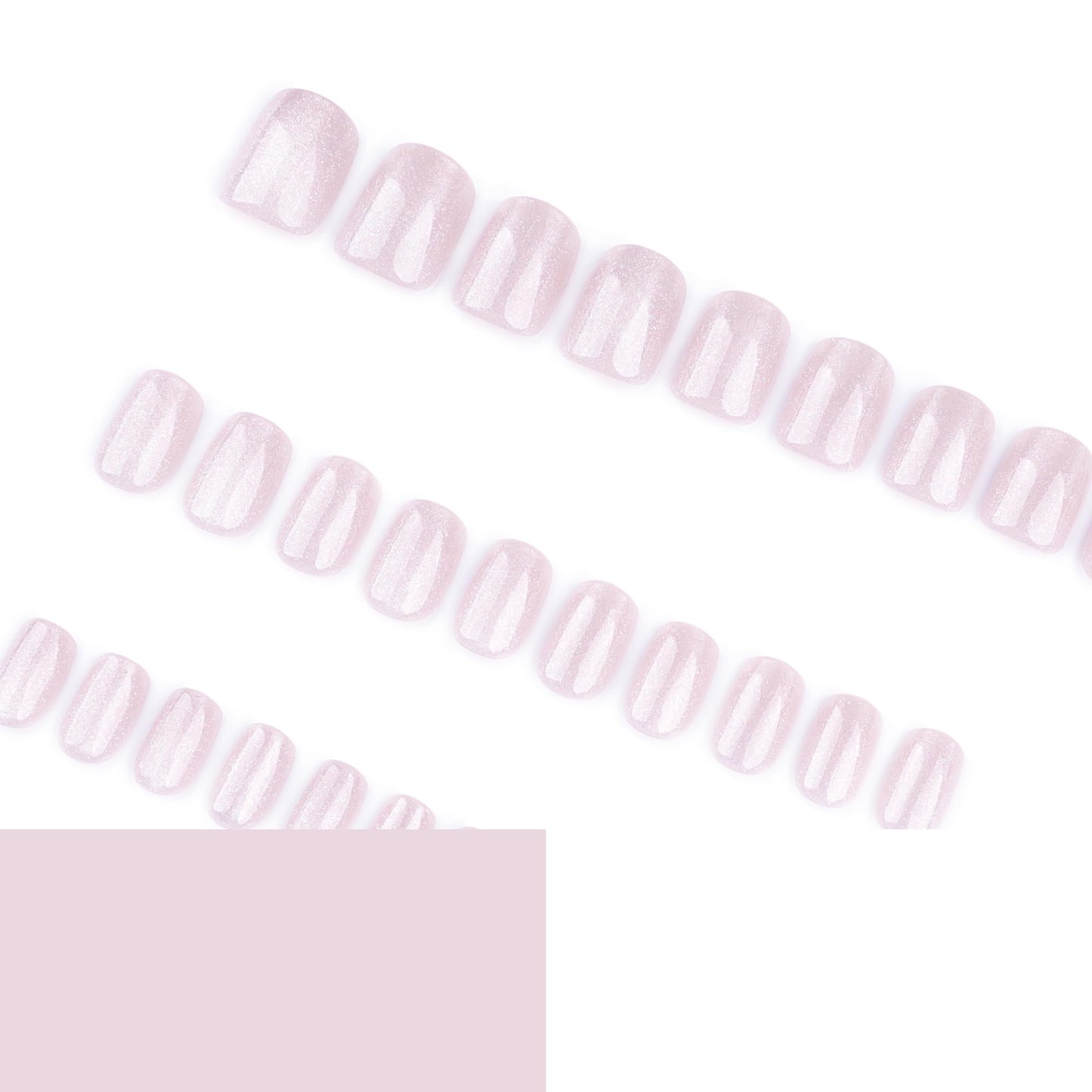 Press-On Nails – Short Almond & Square Styles | Nude, Chrome, Cat Eye, Glitter, French | Reusable with Nail Glue & Tape | 24 pcs kit | Salon Look in Minutes (B-midnight velvet, Medium)