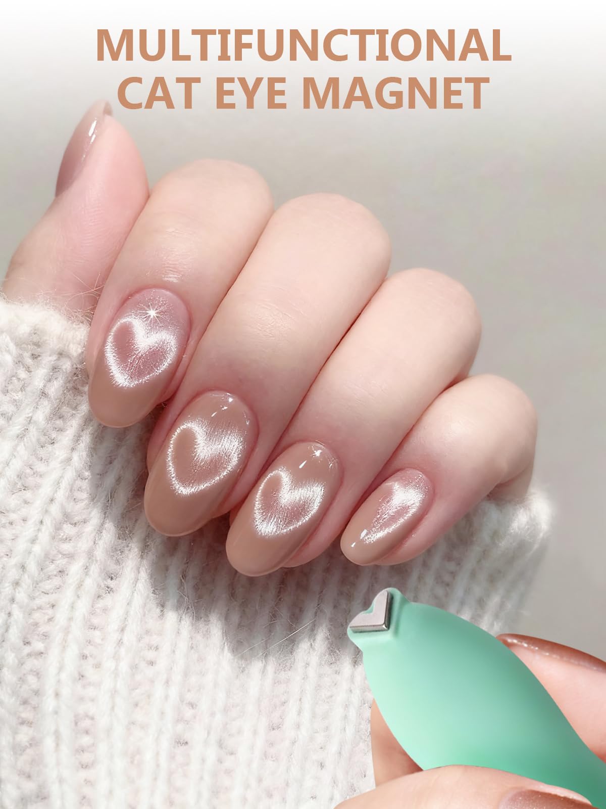 TOROKOM Cat Eye Magnet for Nails, 3 in 1 Heart Nail Magnet for Cat Eye Gel Nail Polish, Multi-Functional Nail Magnet Wand Flower Magnet Stick Magnetic Beads for Cat Eye Gel Nail Polish