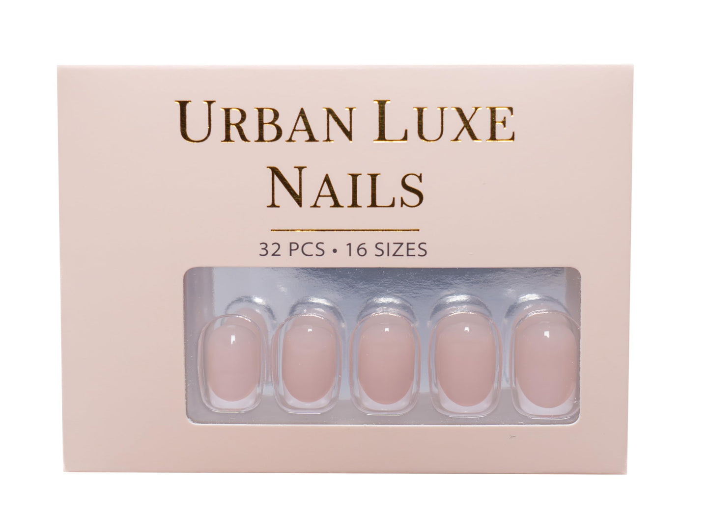 Urban Luxe Nails Premium Press On Nails - Short French Tip Press On Nails with Salon-Quality Finish, 32-Piece Reusable Set with Adhesive Tabs, Includes Jelly Glue for Nails & Prep Tools