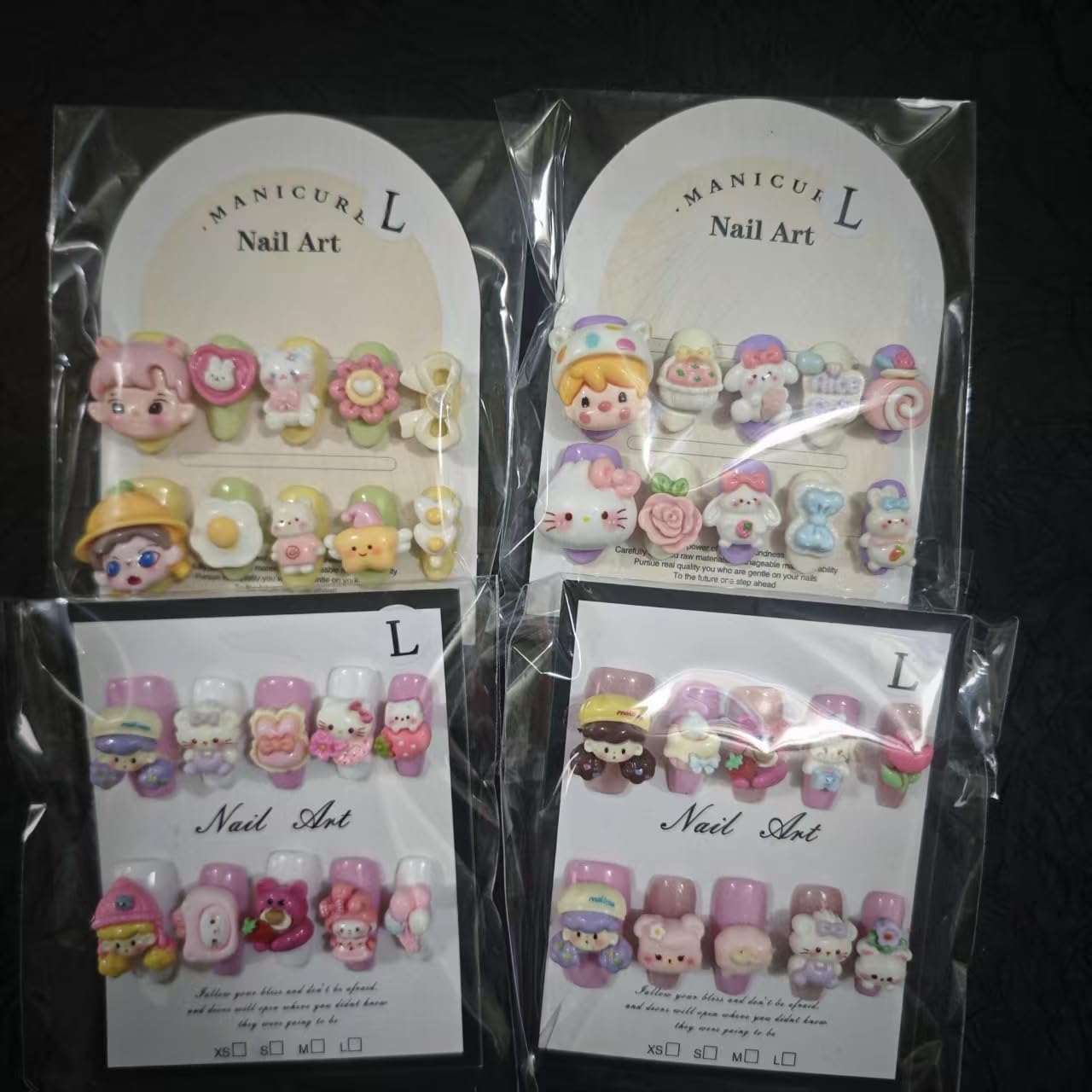 2Packs (20Pcs) Short Press on Nails Mystery Box Random Handmade Nails Manicure Charms Fake Nails Art Nail Kit press on nails for Women Party Holiday Photo Size L 1.5-2.5CM
