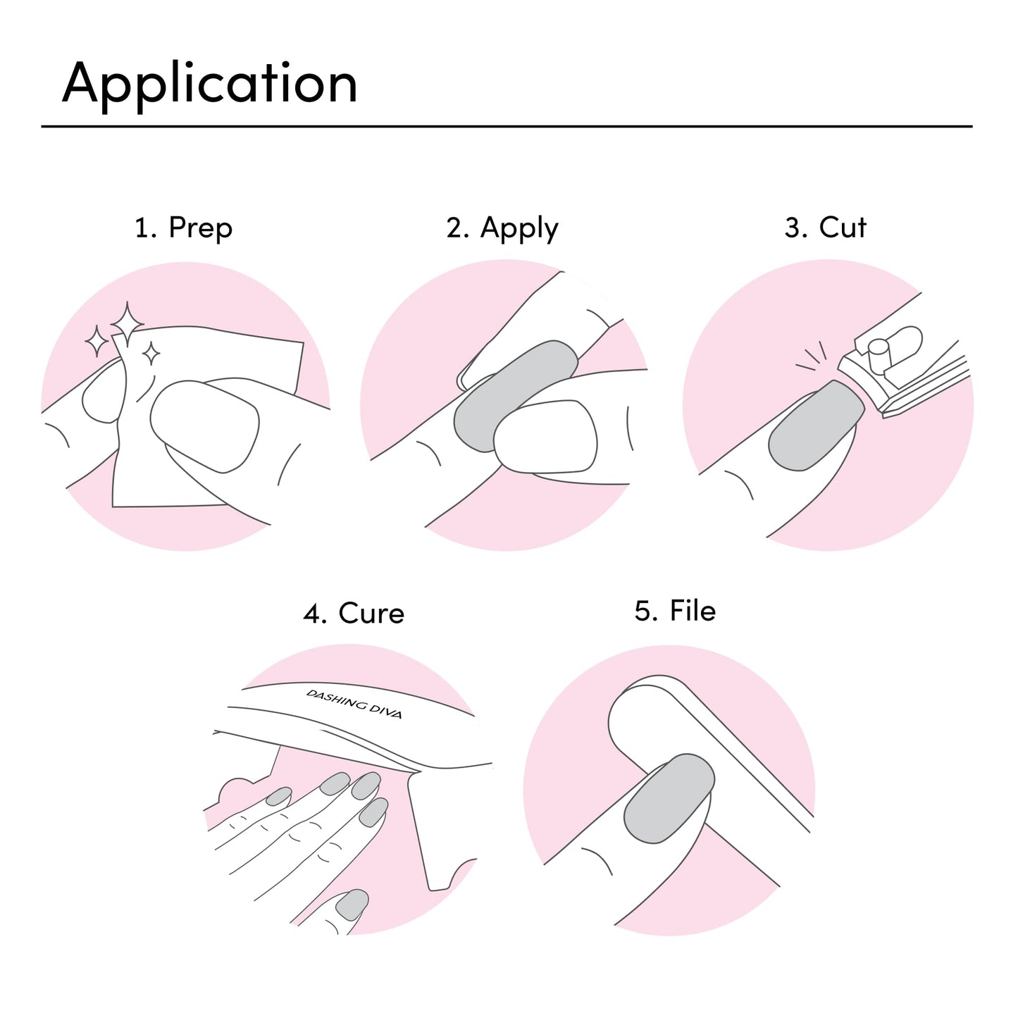 Dashing Diva Glaze Nail Starter Kit - Daikon - Long Lasting, Chip Resistant, Semi-Cured Gel Nail Strips - 7-Piece Manicure Set with 32 Strips and Mini LED Lamp