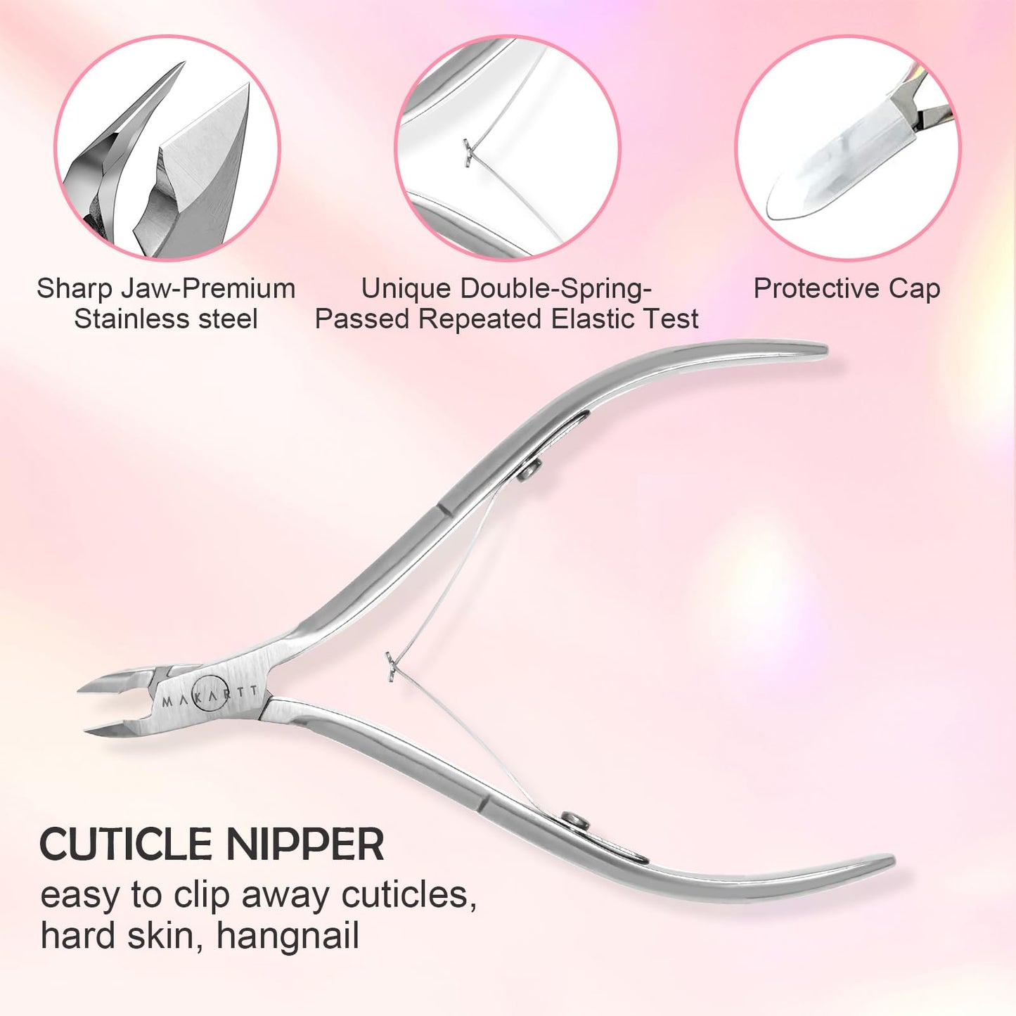 Makartt Nail Rhinestone Glue for Nails, Super Strong Gel Nail Glue for Nail Charm 3D Bundle with Cuticle Trimmer with Cuticle Pusher, Silver Nail Trimmer Nail Care Manicure and Pedicure Kit