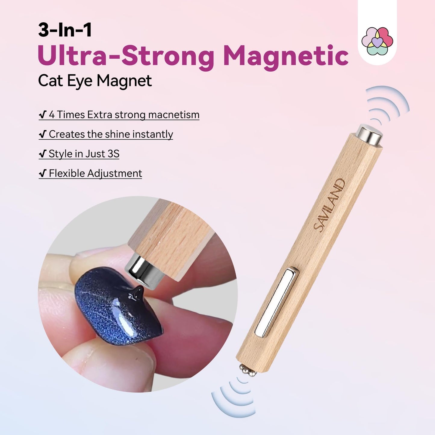 SAVILAND 3-in-1 Cat Eye Magnetic for Nail & One-Step Gel Nail Polish Kit: Sheer Jelly Nude 5-In-1 Gel Polish with U V Light