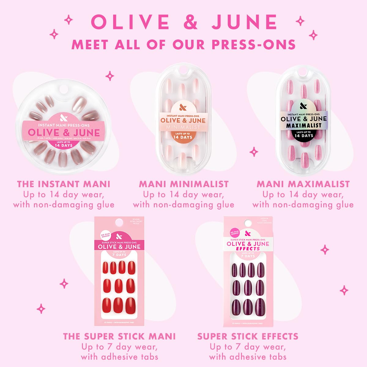 Olive & June Instant Mani Press-On Nails (Glue) | 42 Fake Nails, 21 Sizes | Non-Toxic, Long-Lasting Recycled Materials Realistic Look | Spring Flowers & Patterns | Medium, Oval | Chrome French