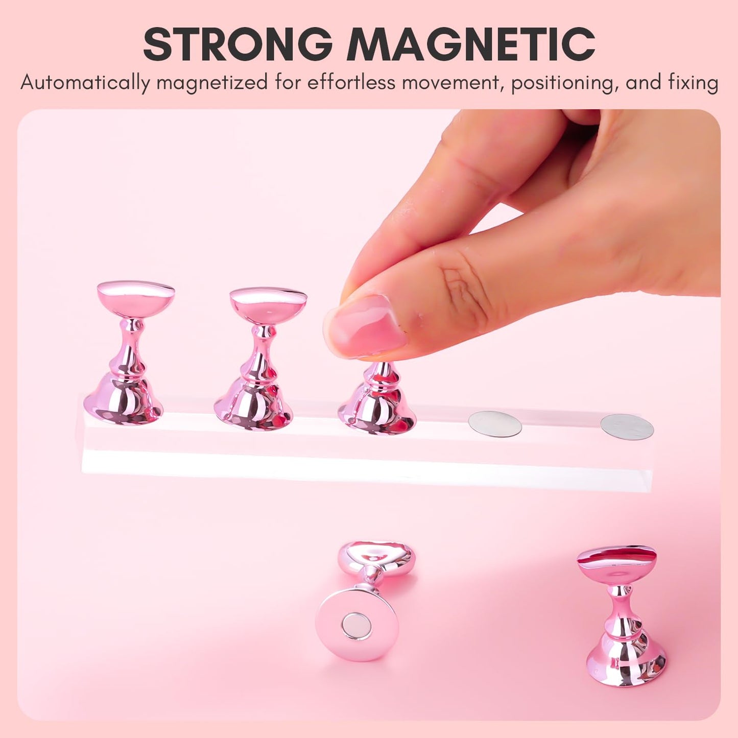 Makartt Gel Top Coat, No Wipe Top Coat Glossy Shine Finish Long Lasting Bundle With Nail Stand for Press On Nails Display Practice Art Magnetic Fake Nail Holder