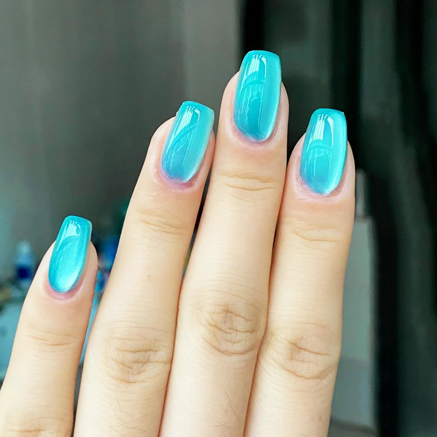 4 Pack 96 Pcs Medium Press on Nails Square False Nails with Gradient Design Full Cover Glossy Acrylic Glitter Press on Nails for Women Girls Reusable Stick on Nails