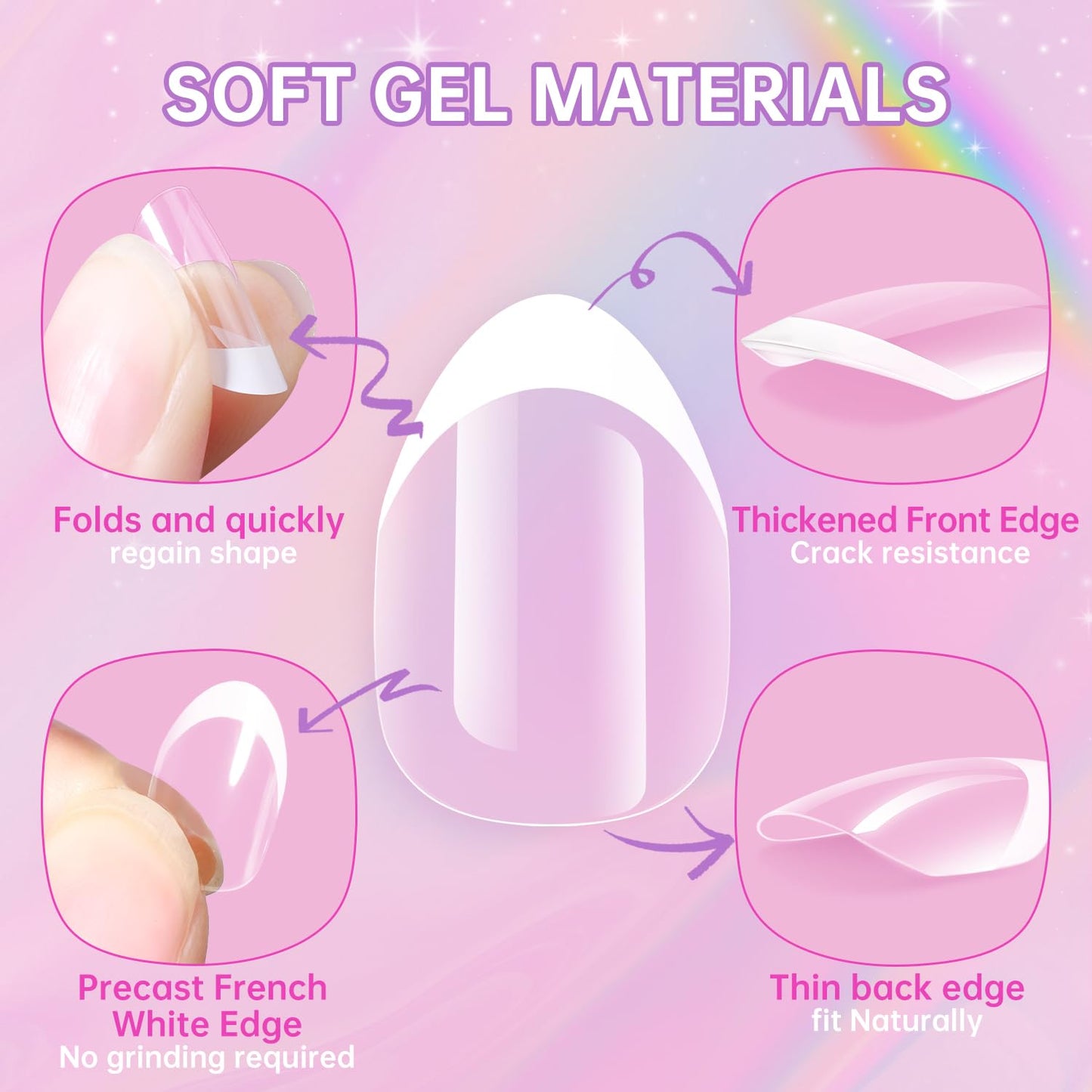 krofaue UV Nail Lamp Kit – Portable Rechargeable Mini Handheld Nail Light with Stand & 120pcs Kids French Tip Press On Nails, Extra Short Almond Soft Gel Nail Tips for DIY Nail Art, Home, Travel
