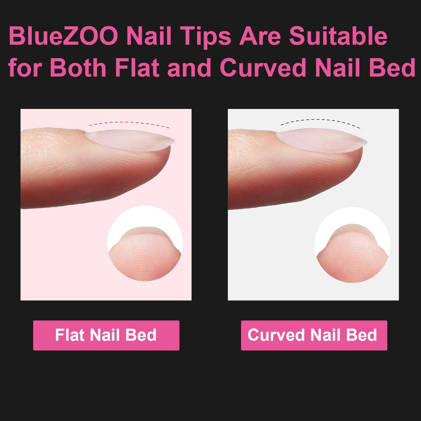 2 Shapes Soft Gel Nail Tips Long Stiletto Oval Full Cover Acrylic Nails Kit, Pre-buff Inside & Full Matte Surface, for Nail Extensions DIY Art Beginners/Professionals Salon, Easy Soak Off, BlueZOO