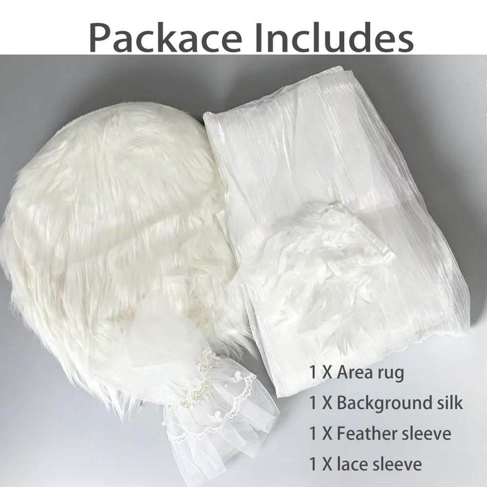 4 Pcs Nail Background Mat for Pictures Flat Lay Mat with Small Area Rug Background Silk Feather Sleeves Lace Sleeves Perfect for Nail Art Jewelry Photography Display and Creative Flat Lay Shooting
