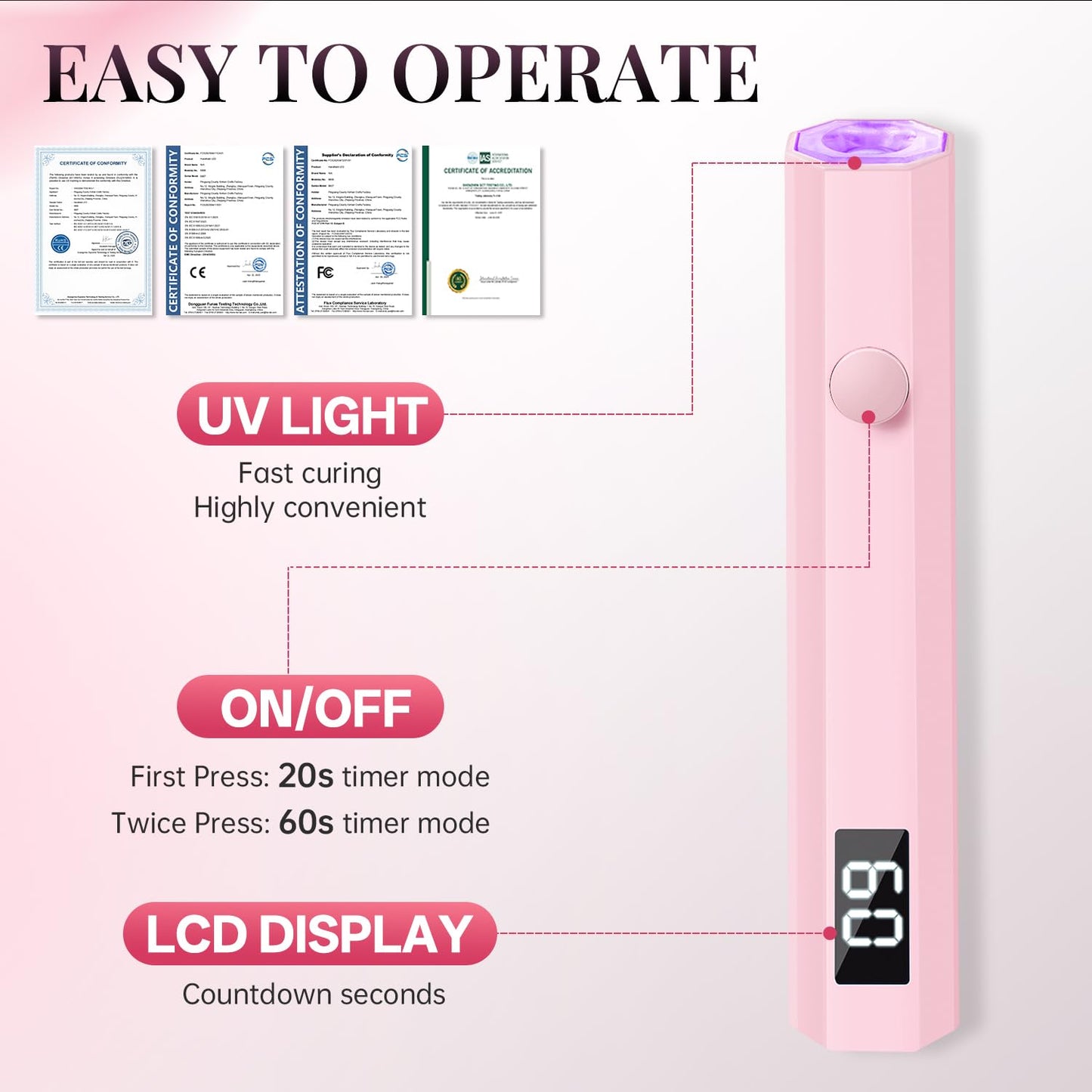 krofaue Nail Arm Rest and Mini UV Light for Gel Nails with Foldable Stand
