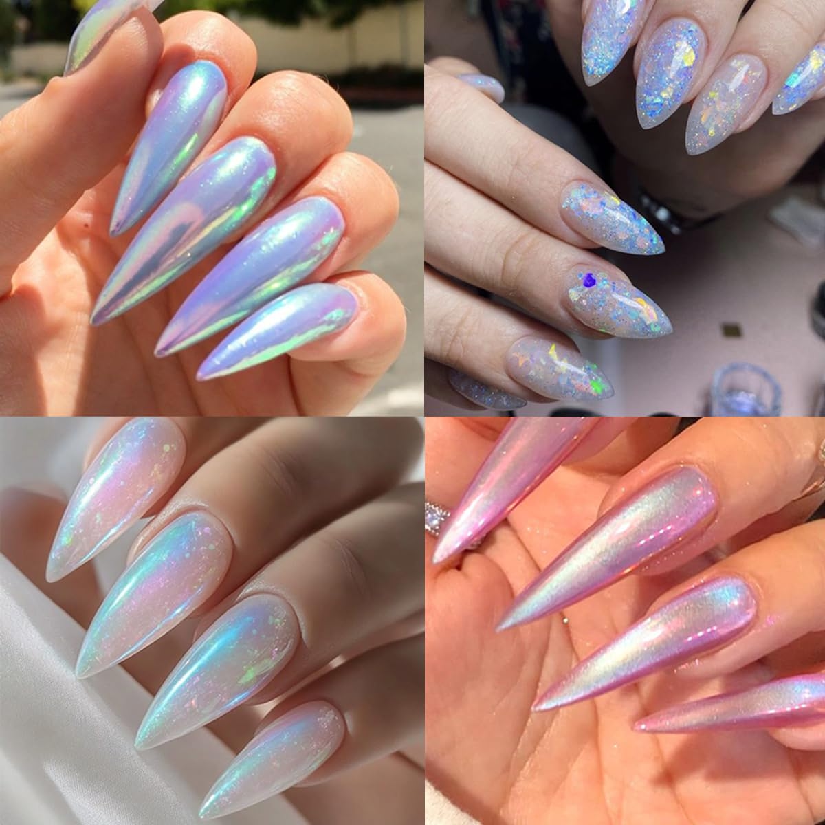 10Pcs Aurora Nail Foil Laser Nail Transfer Foil for Long Short Acrylic Nails Starry Sky Holographic Nail Art Stickers DIY Manicure Decoration Design Stickers Decals for Women