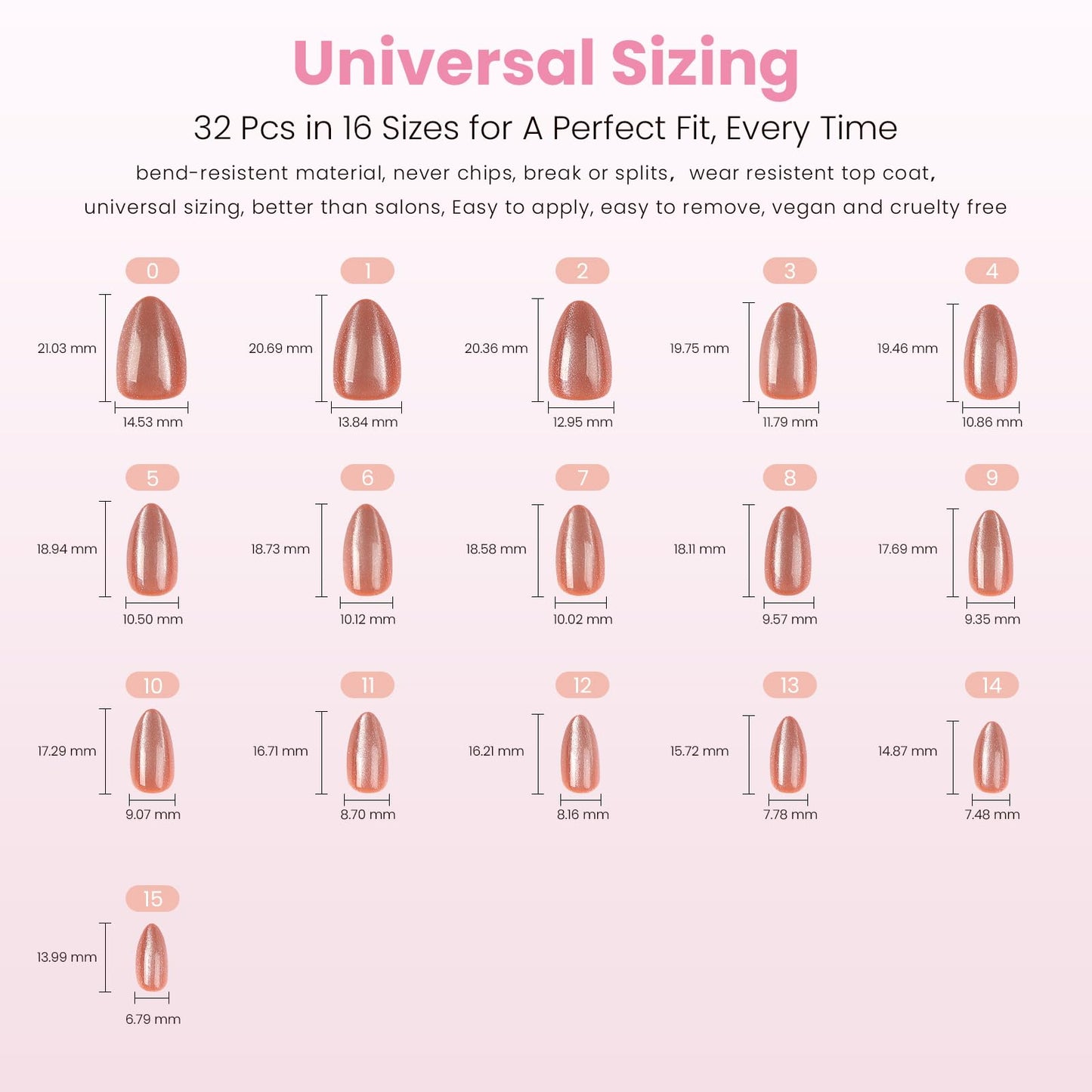 Nail Reformation Press On Nails, Amber Gold Short Almond Fake Nails with Cat Eye Velvet Finish, Natural Reusable Opaque Stick On Nails in 16 Sizes - 32 Nail Kit with Glue, Manicure Gifts for Women