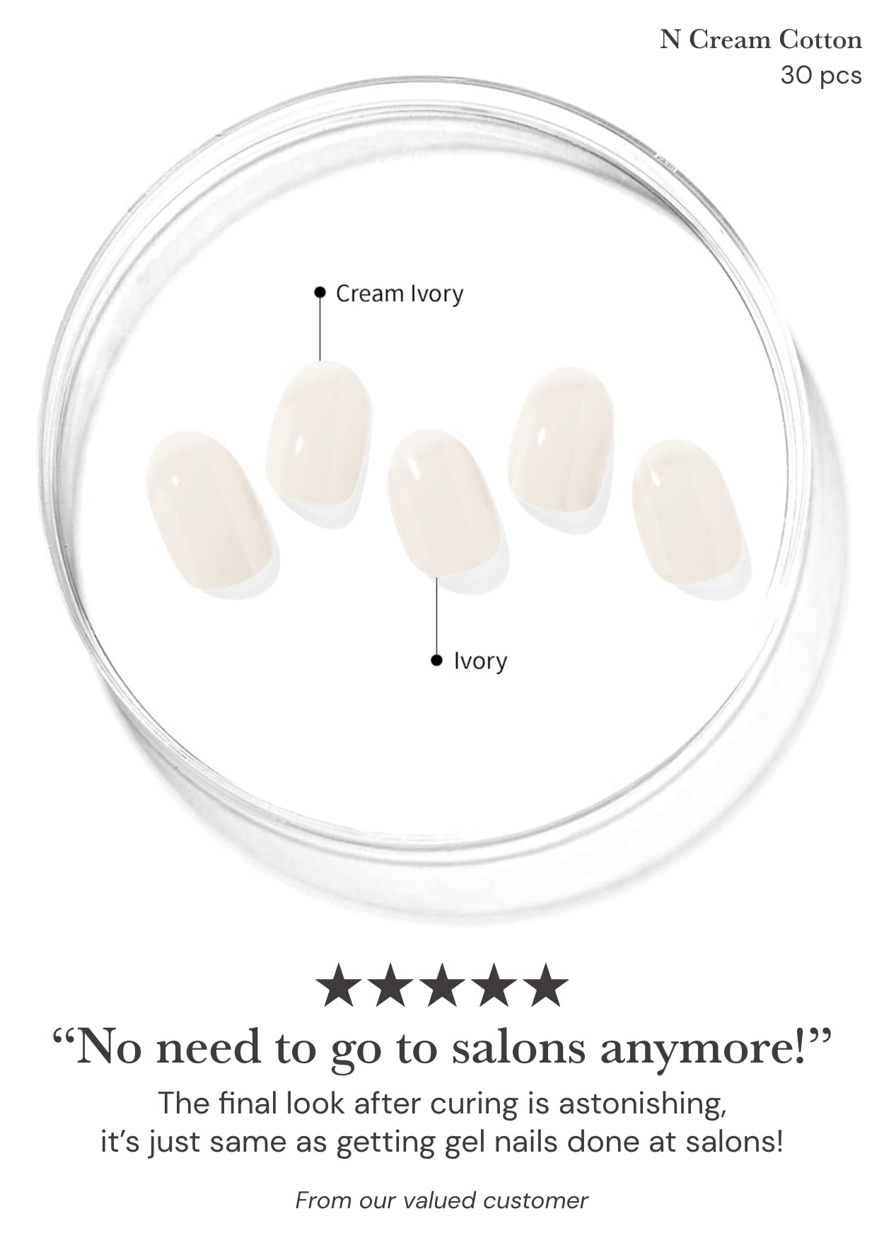 ohora Semi Cured Gel Nail Strips Set of 2(N Cream Cotton, N Cream Leaf)-Works with Any Nail Lamps, Salon-Quality, Long Lasting, Easy to Apply & Remove-Includes 2 Prep Pads, Nail File & Wooden Stick