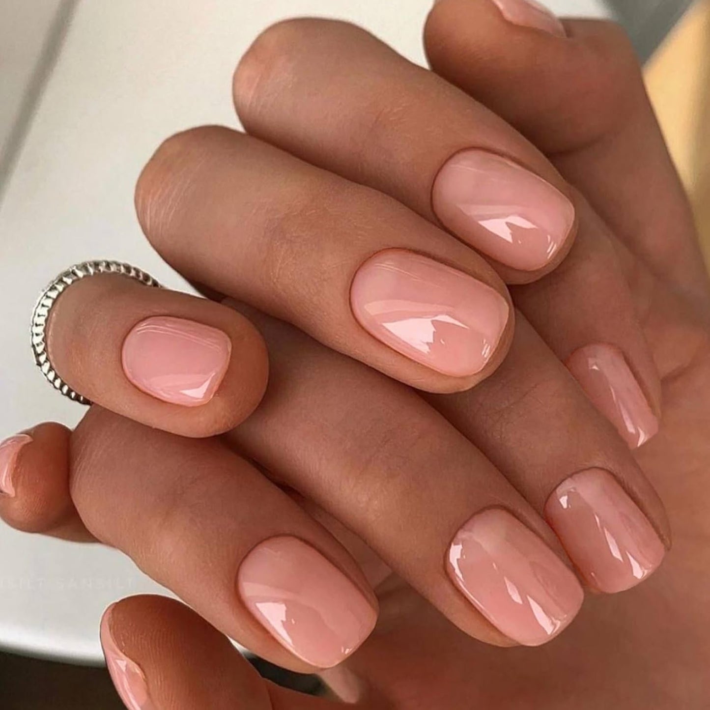 GLAMERMAID Press On Nails Extra Short Square, Jelly Soft Gel Fake Nails Round Squoval, Natural Nude Pink False Nails Tip, Hot Pink Press on Nails Medium Almond, Handmade Jelly Soft Gel Fake Nail Short