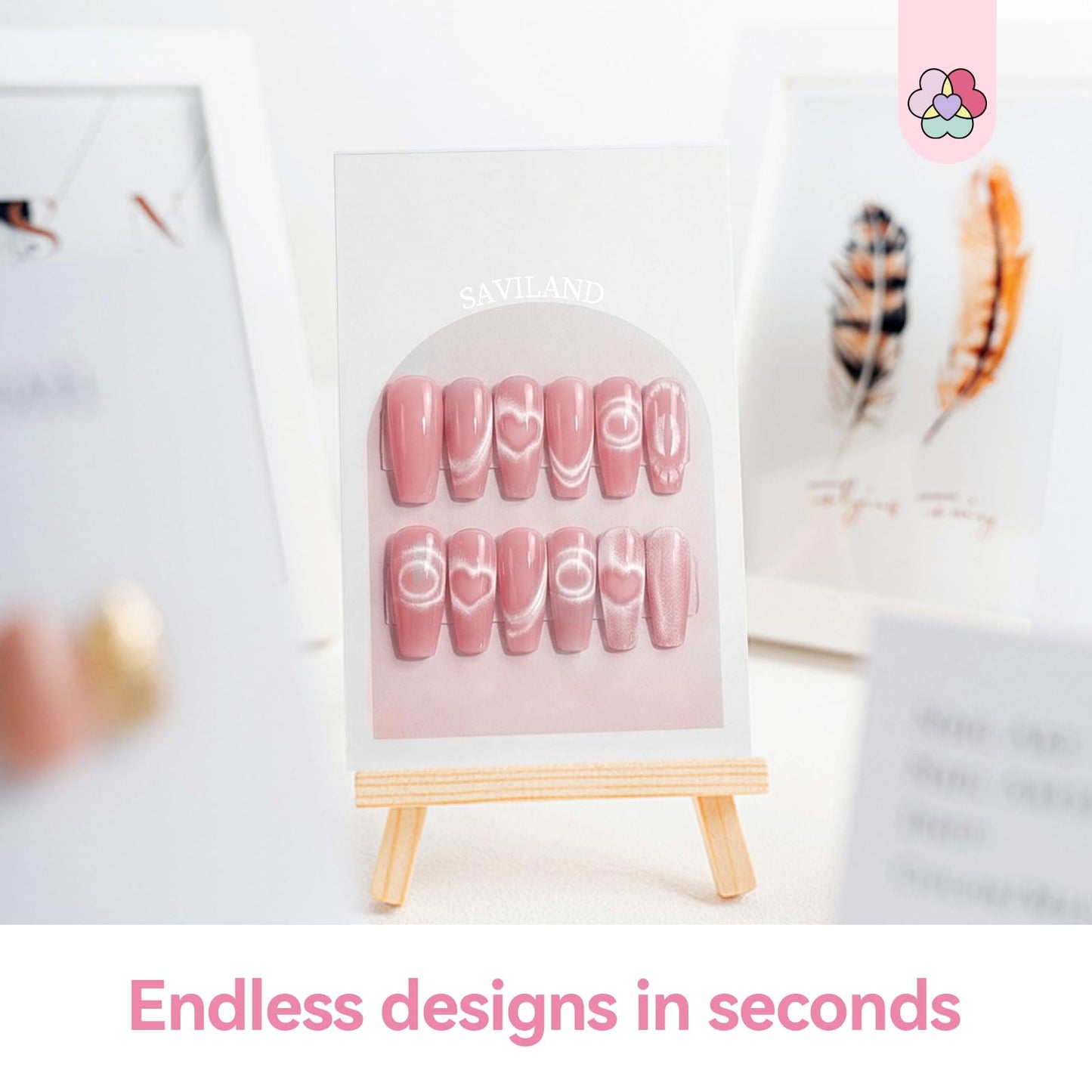SAVILAND Cat Eye Magnet For Nails: 7 PCS Nail Magnet Guides for CatEye Magnet Gel Nail Polish Scissor-Shaped French Cat-Eye Effect Heart Magnet for Cat Eye Gel Polish Beginners Home Gift