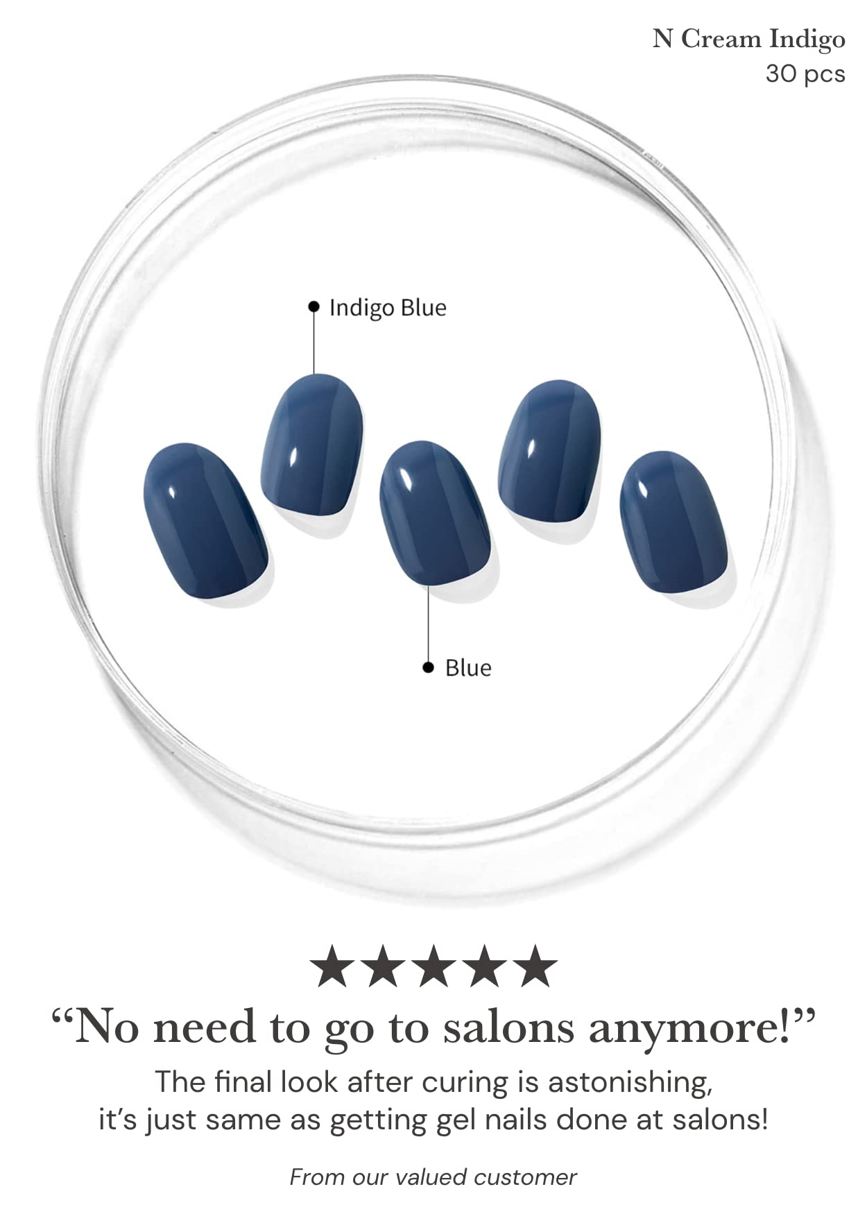 ohora Semi Cured Gel Nail Strips Set of 2(N Cream Cotton, N Cream Indigo)-Works with Any Nail Lamps, Salon-Quality, Long Lasting, Easy to Apply & Remove-Includes 2 Prep Pads, Nail File & Wooden Stick
