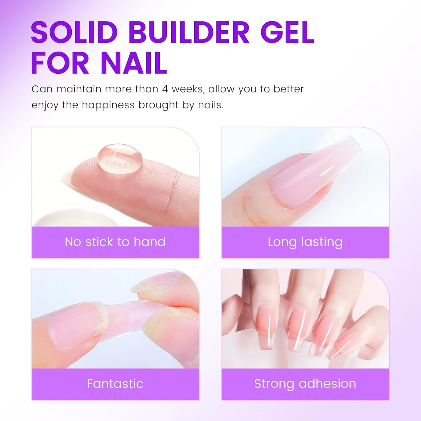AIJIMEI Solid Builder Gel Kit With Manicure Tools for Nails 15ML 4IN1 Nail Extension Gel UV & LED for Long-Lasting Nail Extension Glue for Nails Manicure DIY at Home (SOLID-GEL-A7)