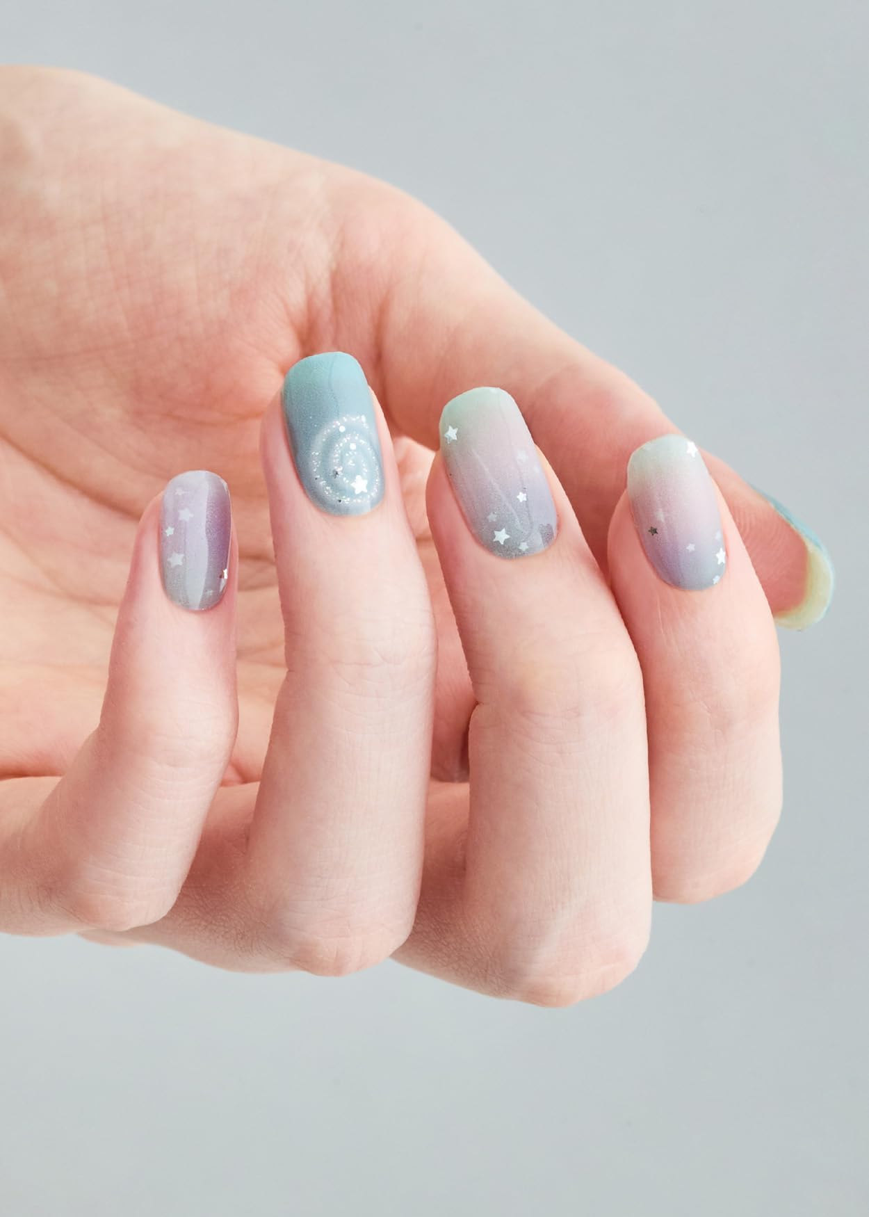 ohora Semi Cured Gel Nail Strips (N Milky Swirl) - Works with Any Lamps, Salon-Quality, Long Lasting, Easy to Apply & Remove - Includes 2 Prep Pads, Nail File & Wooden Stick