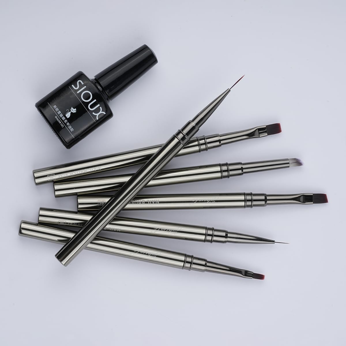 yihuale 12Pcs Nail Art Brushes, Nail Gel Polish Painting Brush Nail Liner Brush, Nail Brush Gift for DIY Manicure Salon at Home (silver)
