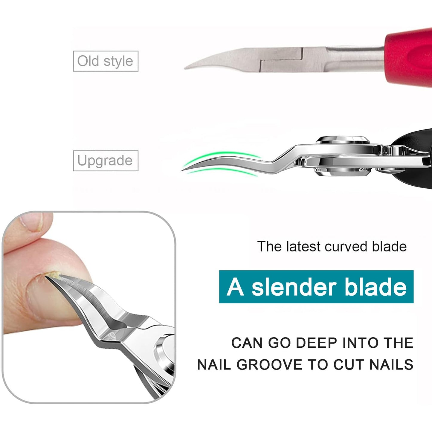 Ingrown Toenail Clippers(Upgrade), Steel Nail Clippers for Professional Podiatrist, Unique Long Handle Curved Blade Tool for Thick & Ingrown Nails, Suitable for Men, Women and Elderly-XIORRY