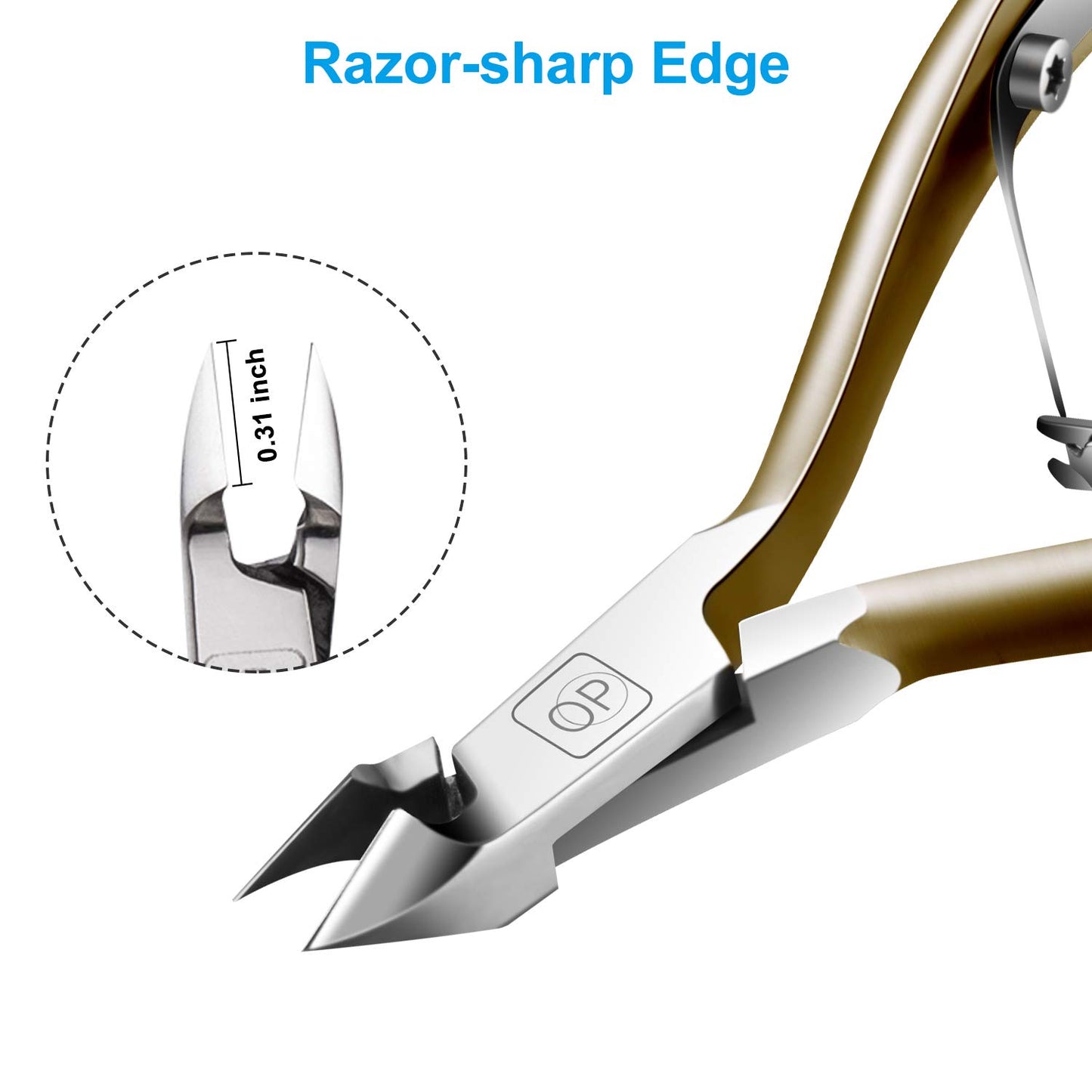 Cuticle Nippers 3/4 Cuticle Trimmer Clippers Stainless Steel Scissors Extremely Sharp Edge Cutter Pedicure Treatment Manicure Tool, opove X7 Matte Gold