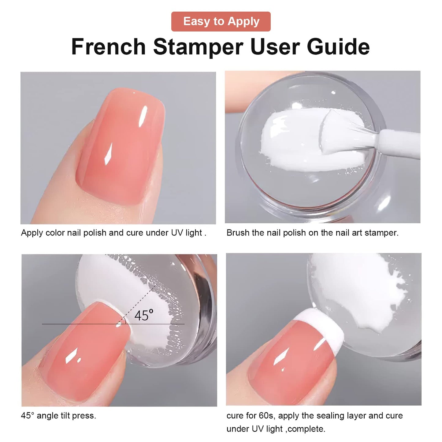 SAGEBIO 8PCS Nail Art Stamper Clear Silicone Nails Stamping Jelly with Scraper Transparent Visible Body DIY Manicure Nail Art Tool M
