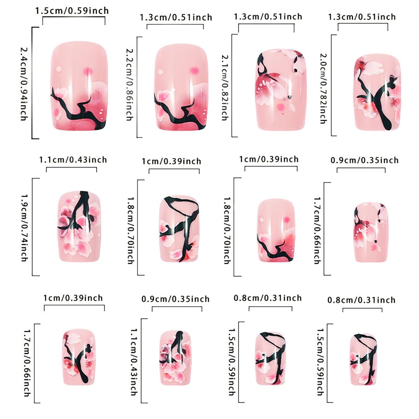 FIEONCIY Press on Nails Short Square Shaped Glossy Full Cover Acrylic Short Length Square False Nails with Designs Artificial Square Fake Nails Glue Stick ons Fingernails for Women Girls(BKS3092)