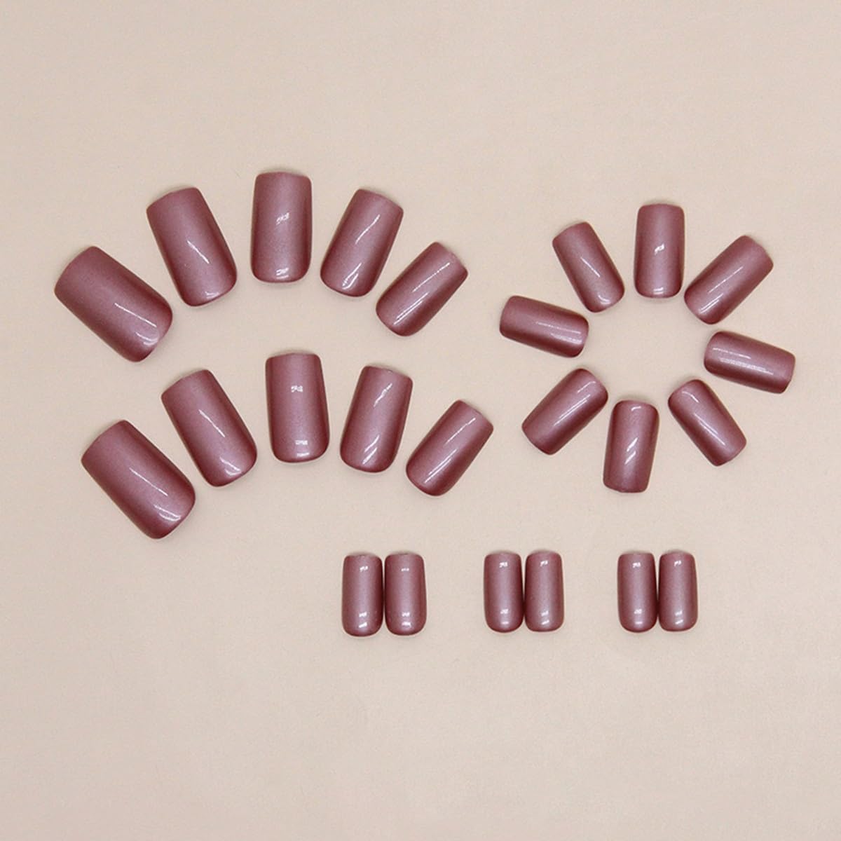 CTTHNBD Press on Nails Medium - Square Fake Nails with Solid Color Design - Glossy Full Cover Stick on False Nails - for Women 24 Pcs