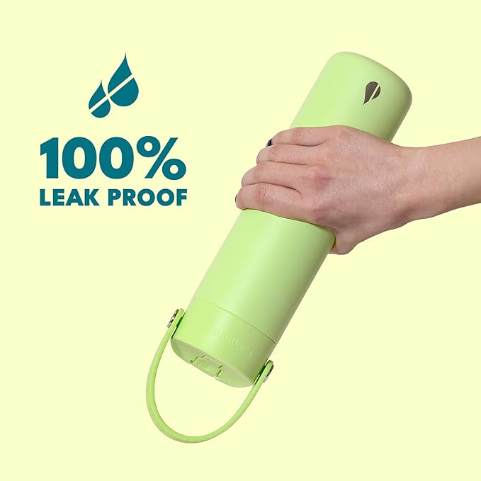 Elemental 24oz Insulated Water Bottle with Straw - 100% Leak-Proof Stainless Steel Core Water Bottles for Travel, Sports and Gym - Double Wall Insulation & BPA Free - Black