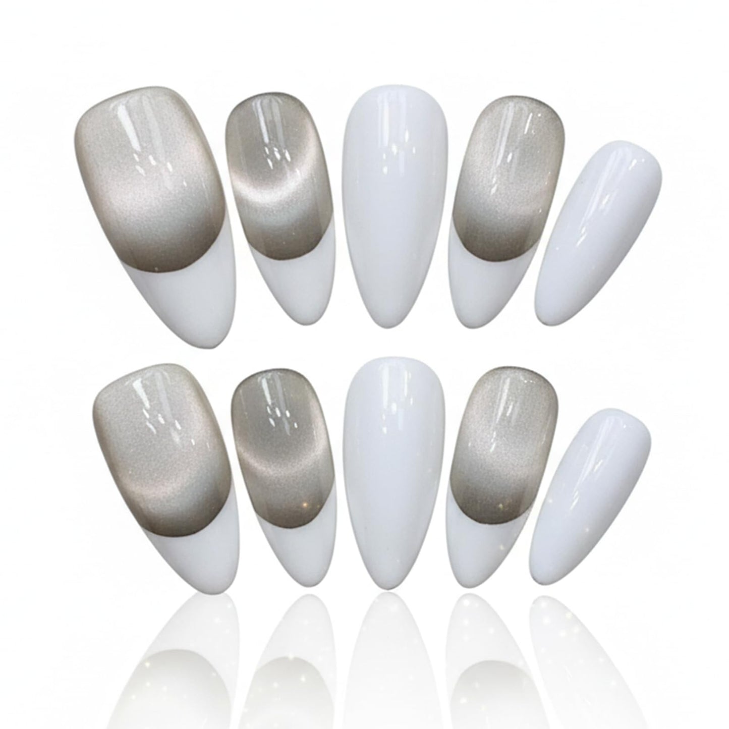 Handmade Press On Nails Almond Tip Color White Reusable Stick On Fake Nails Luxury Elegant Sexy Style For Women Gift With Nail Glue S