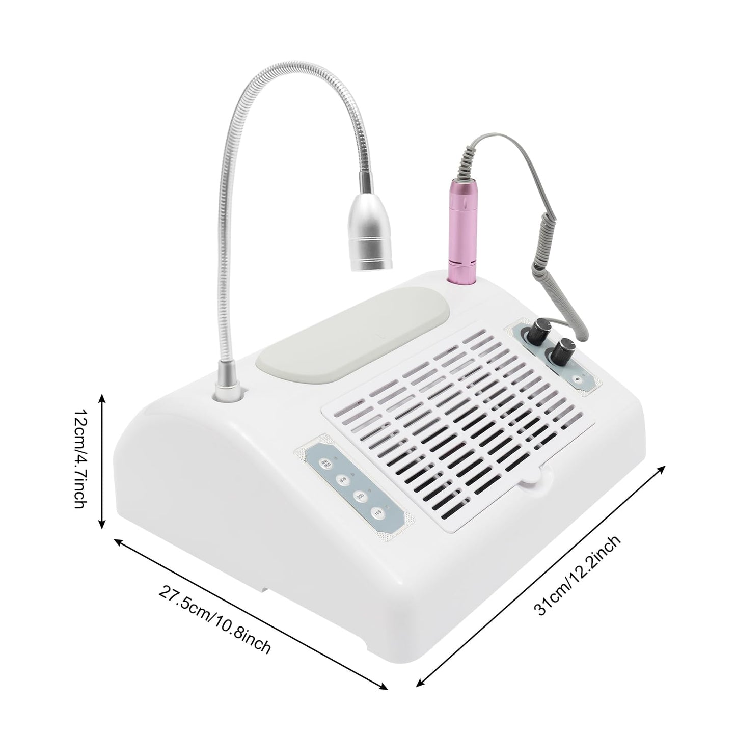 WINNIESHOP 5 in 1 Nail Lamp 30,000 RPM Electric Nail File with Nail Dust Collector, Grinding Head Suits , UV/LED Lamp & LED Desk Lamp Low Noise Professional Nail Drill Kit for Salon & Home (Style 1)